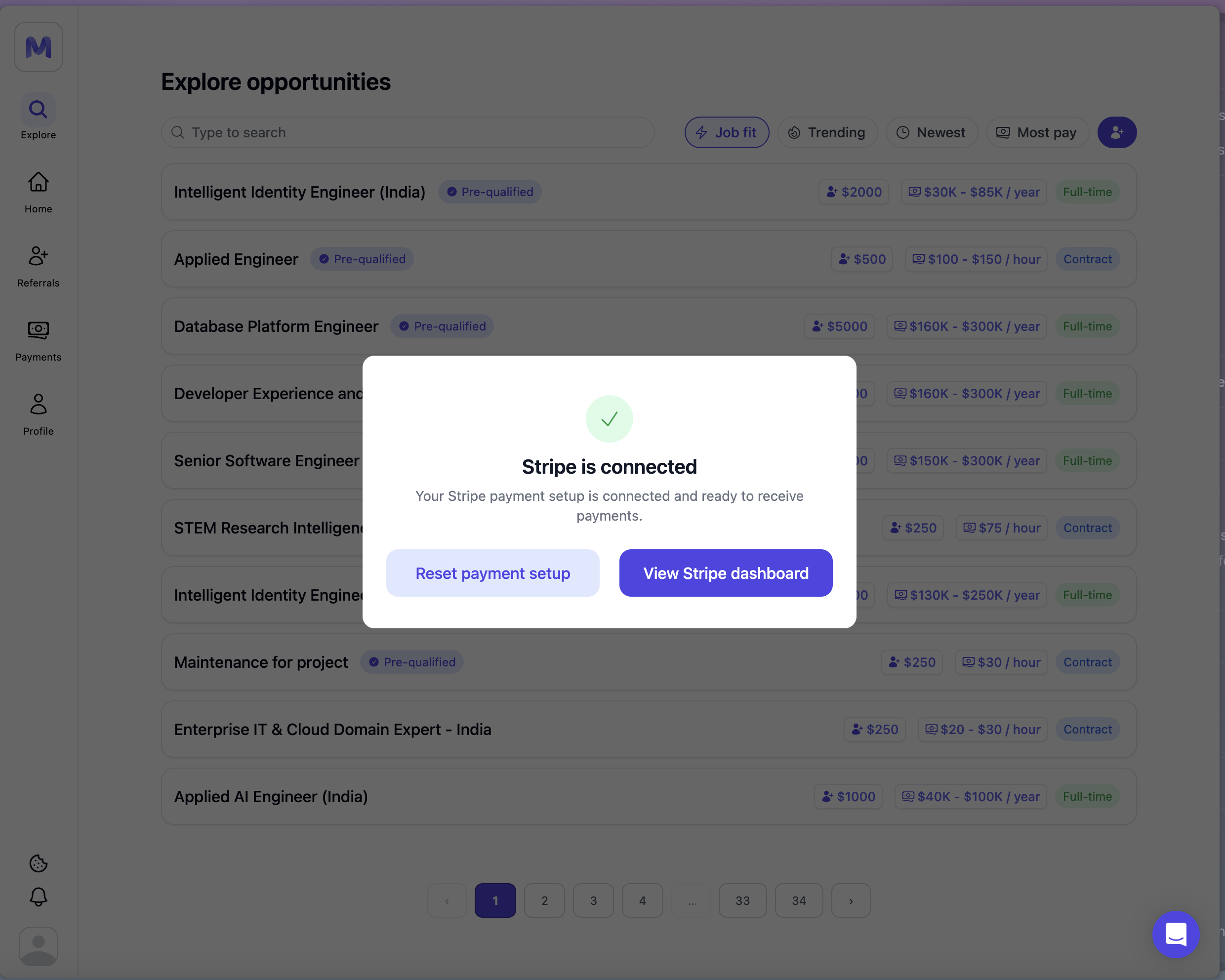 Setup payments in offer
