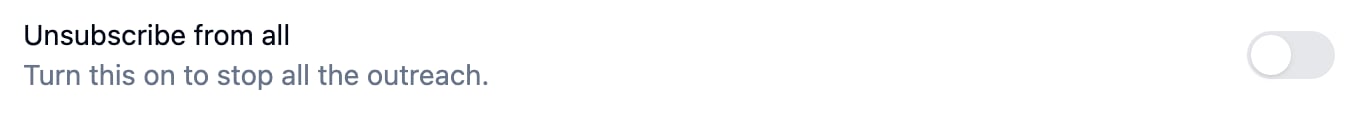 Unsubscribe from all toggle, turned off