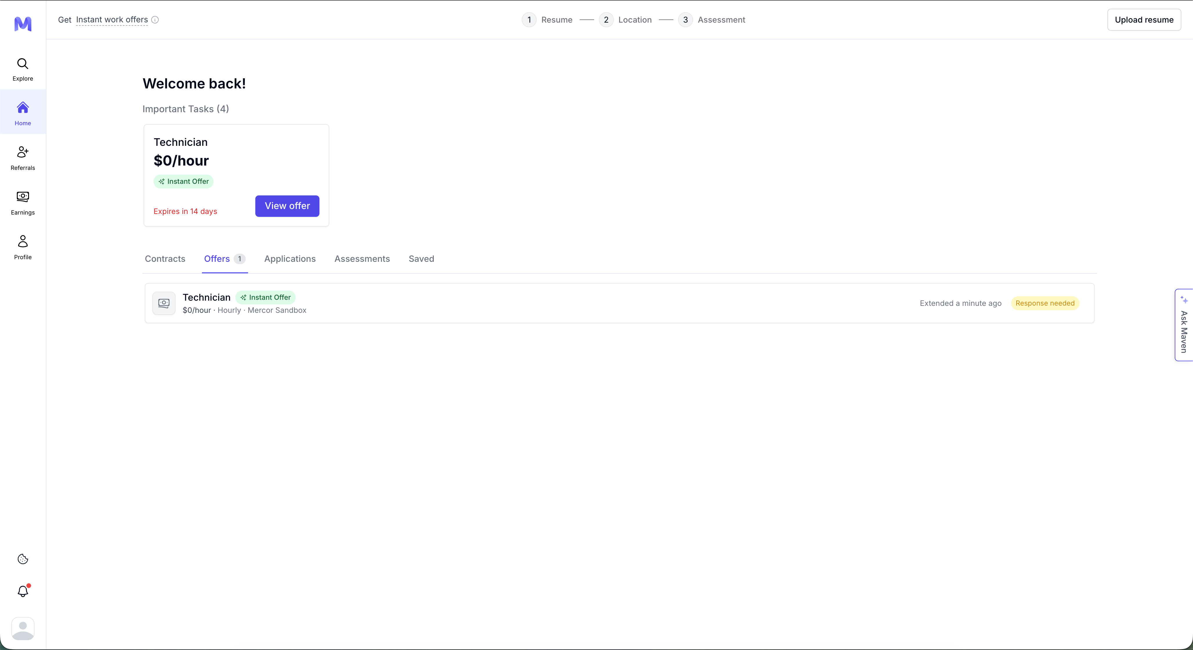 Offer listed as important task