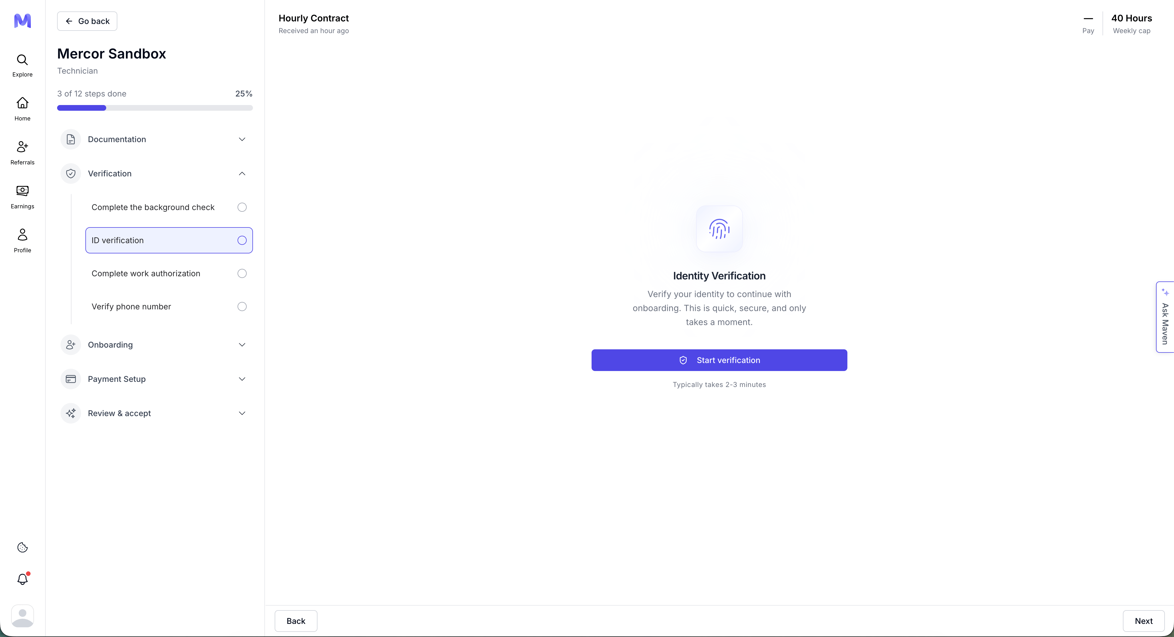 ID verification: Start verification