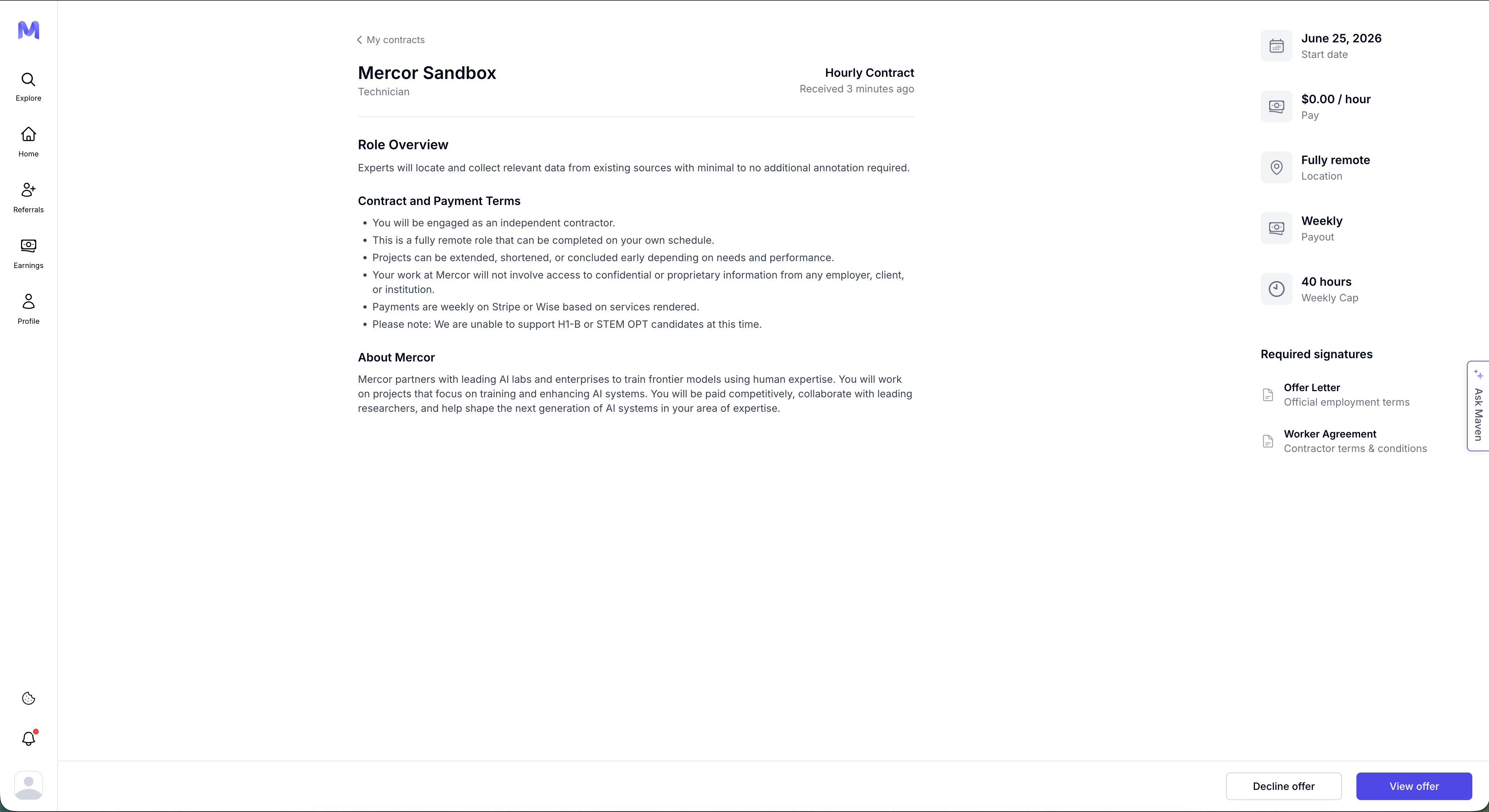 Offer page overview