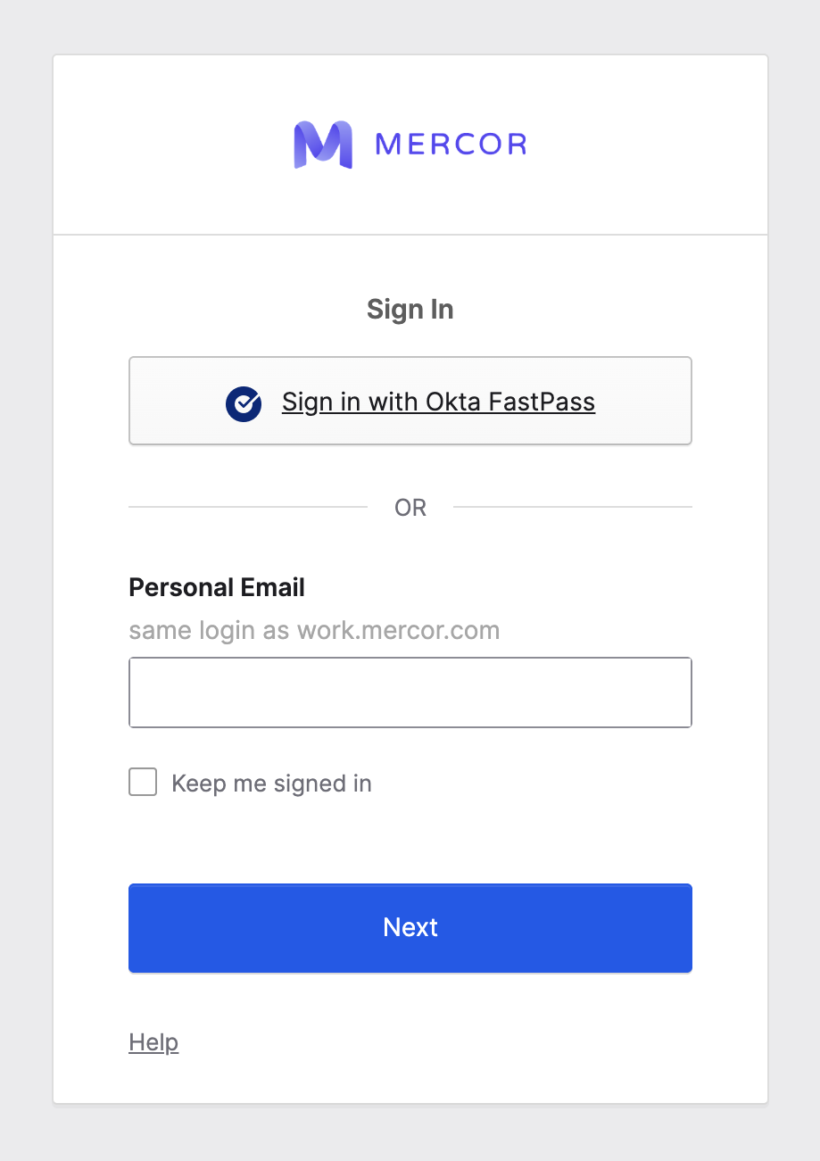 Okta sign-in screen for Insightful, showing the Personal Email field