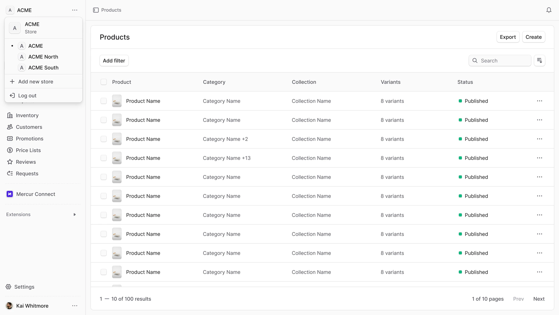 Store switcher in the Vendor Panel