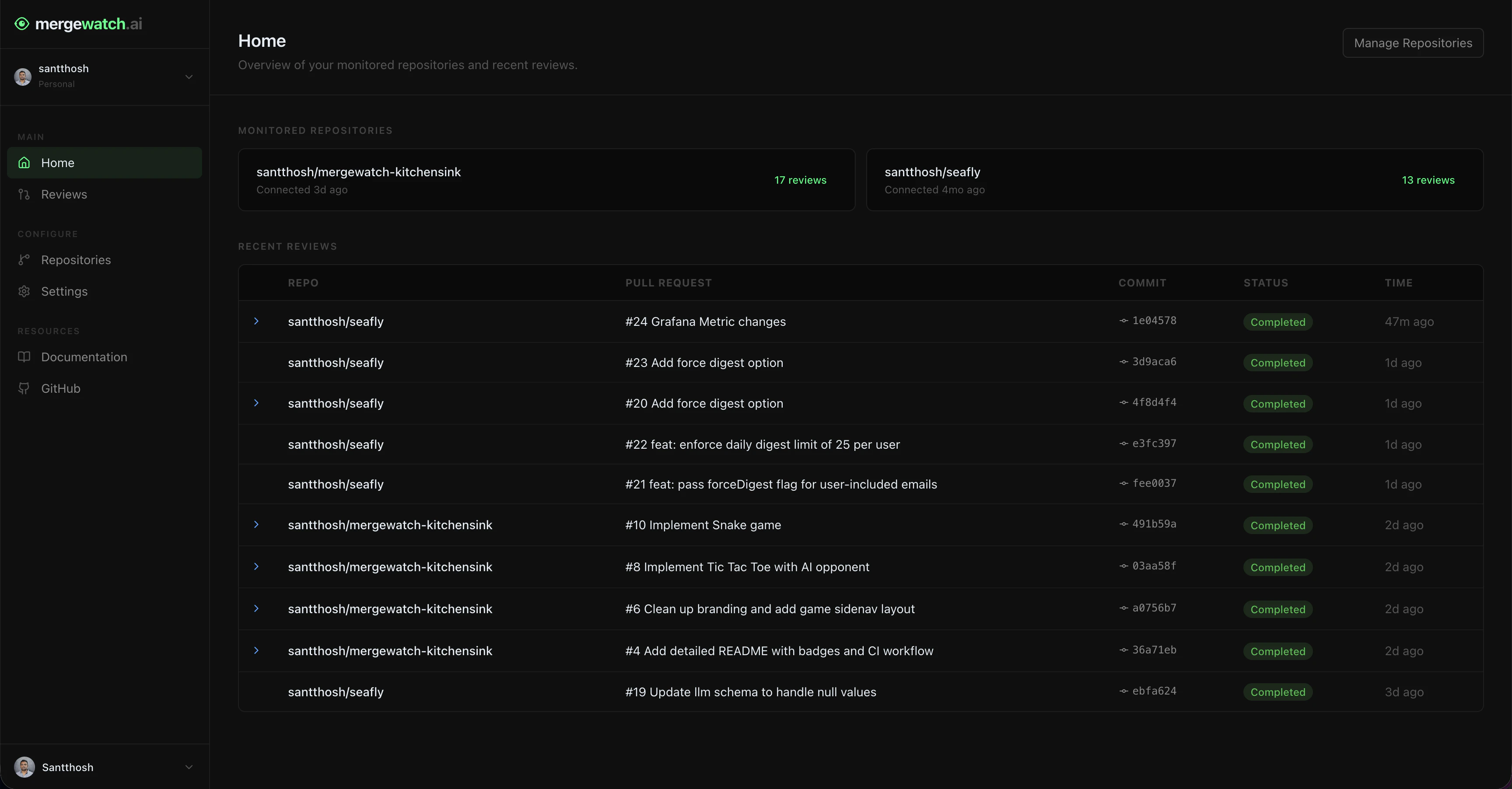 MergeWatch dashboard