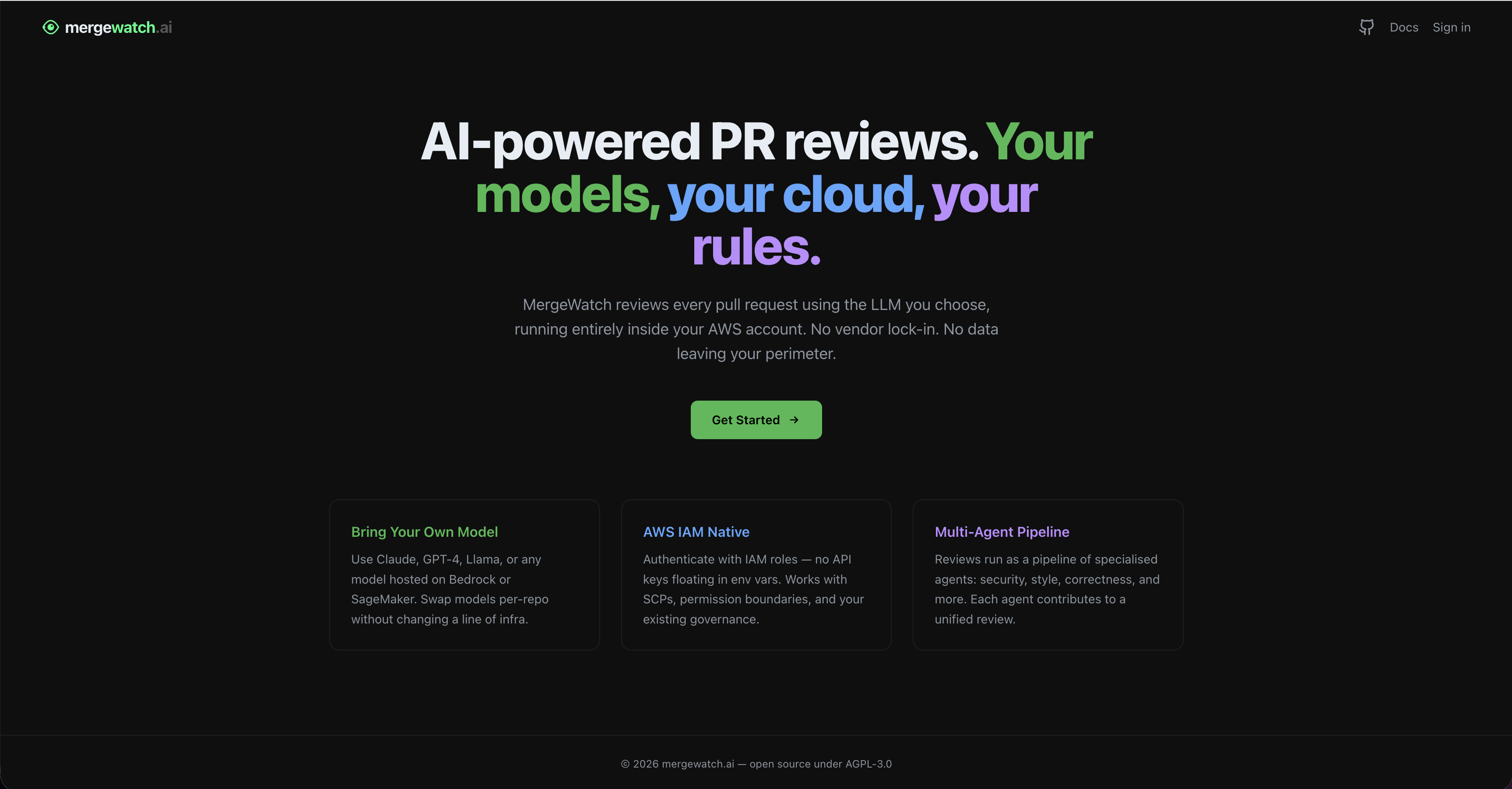 MergeWatch landing page