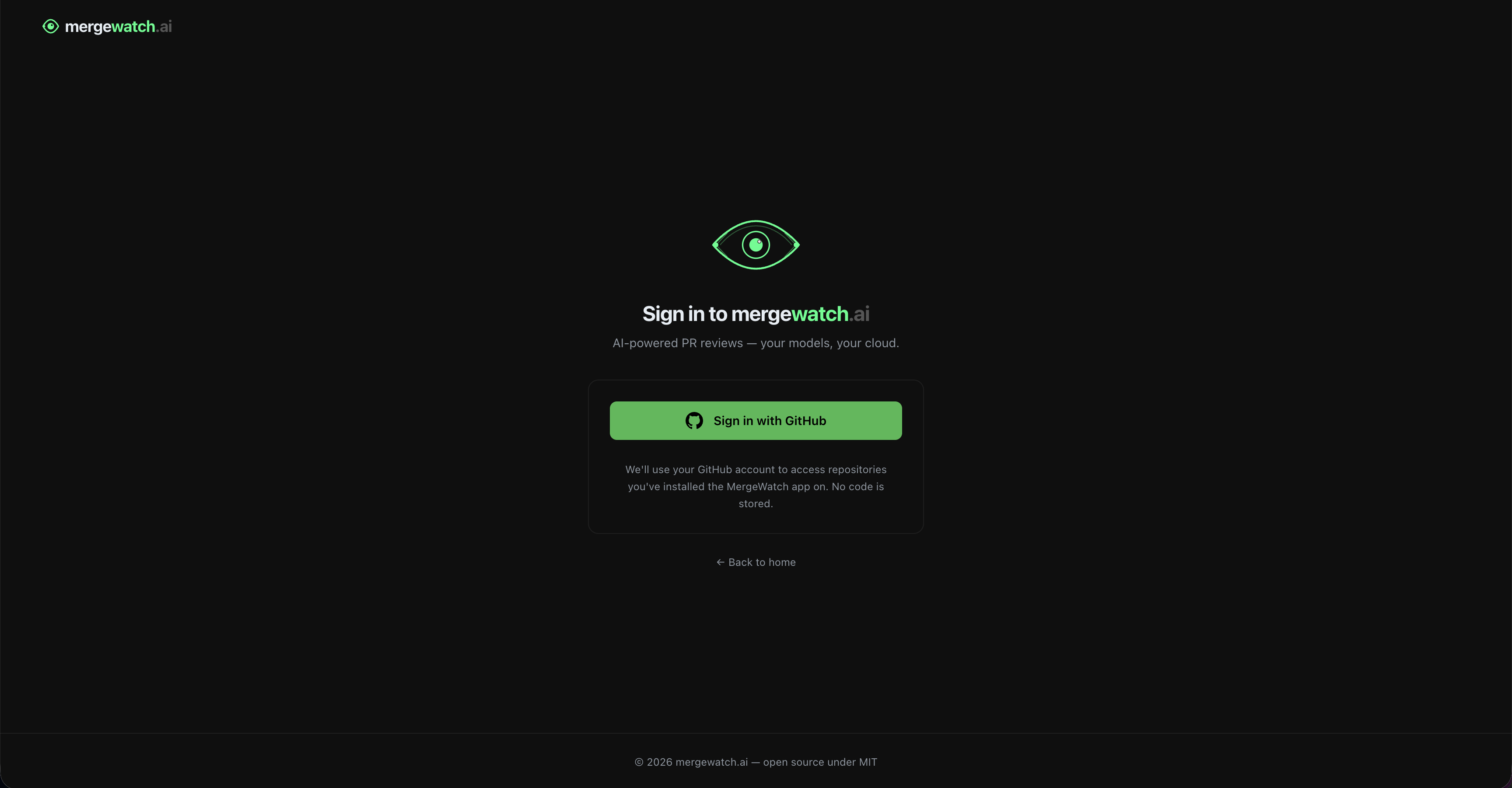 MergeWatch sign-in page