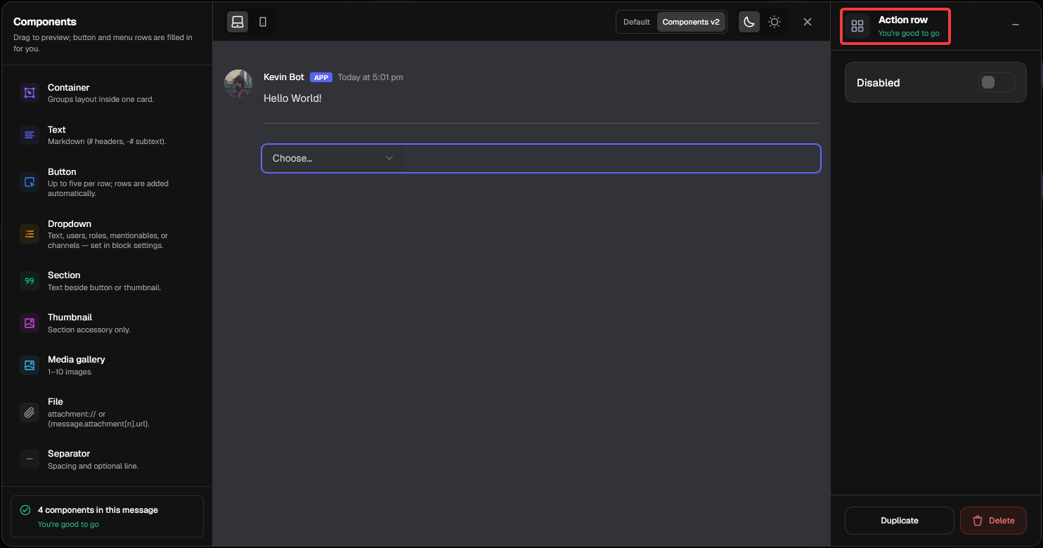 Dropdown In A Row