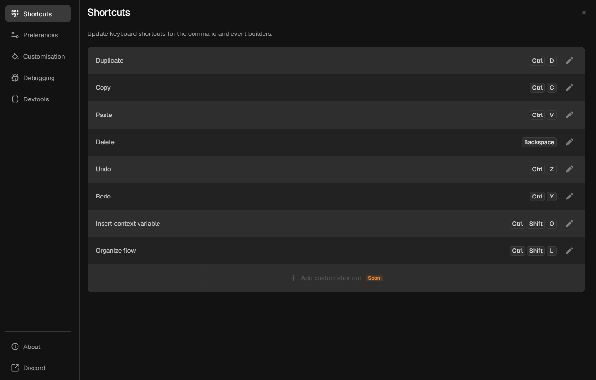 New Builder Settings