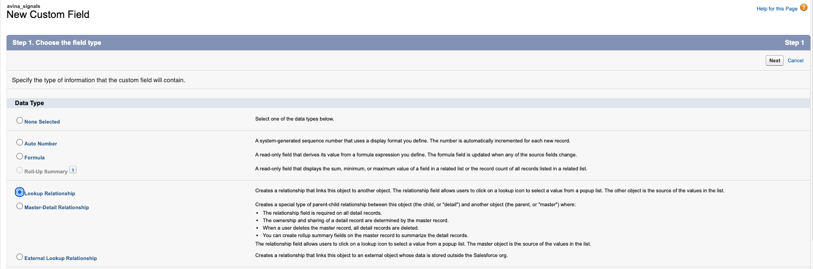 Lookup Field Creation