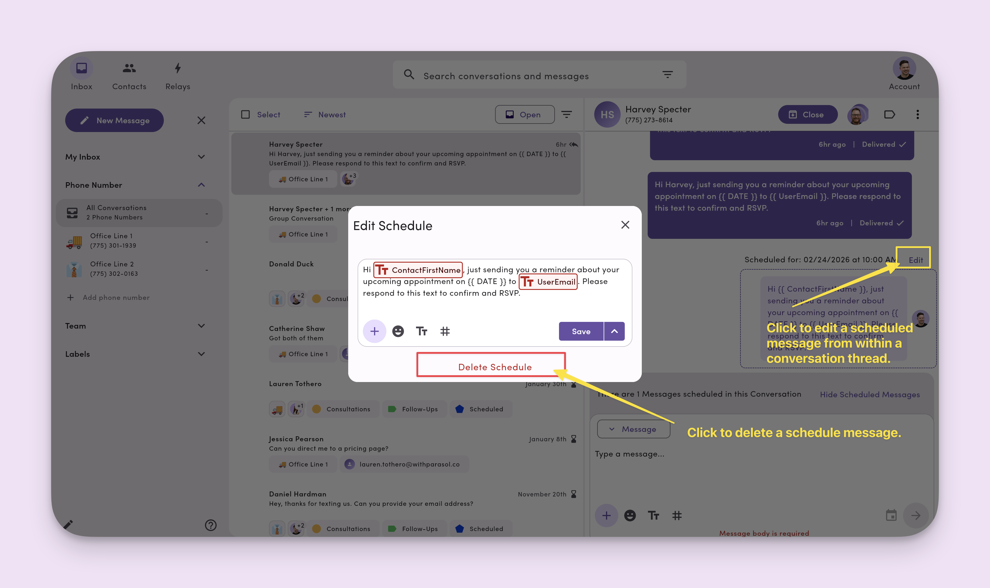 Scheduled Messages Inline Edit