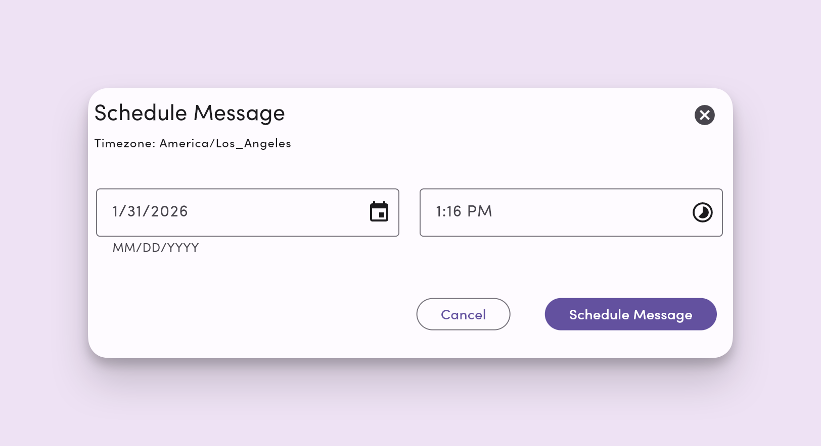 Scheduled Messages Date Time Picker