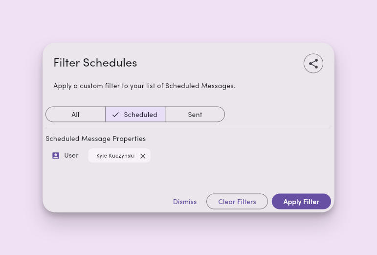 Scheduled Messages Filter Advanced