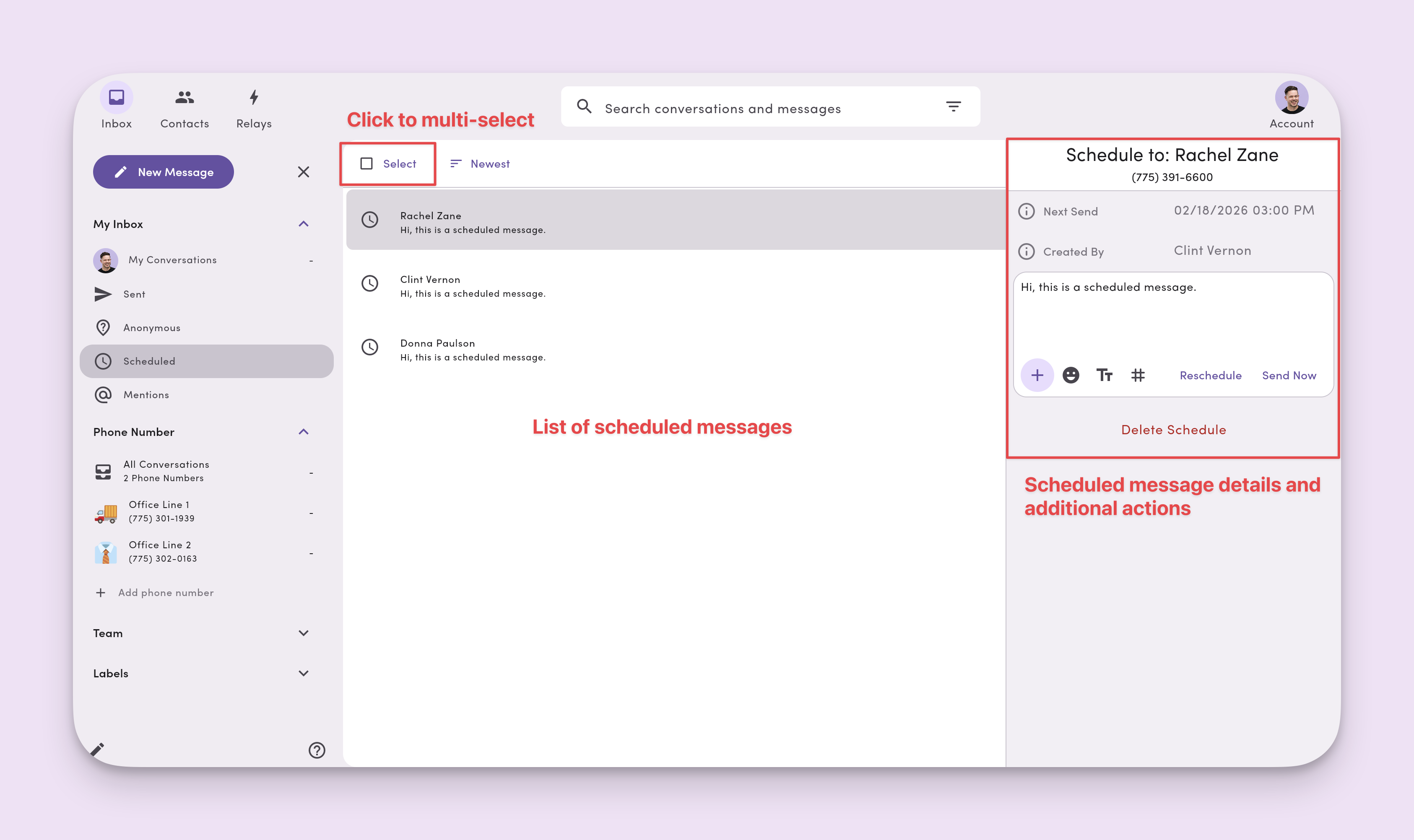 Scheduled Messages View