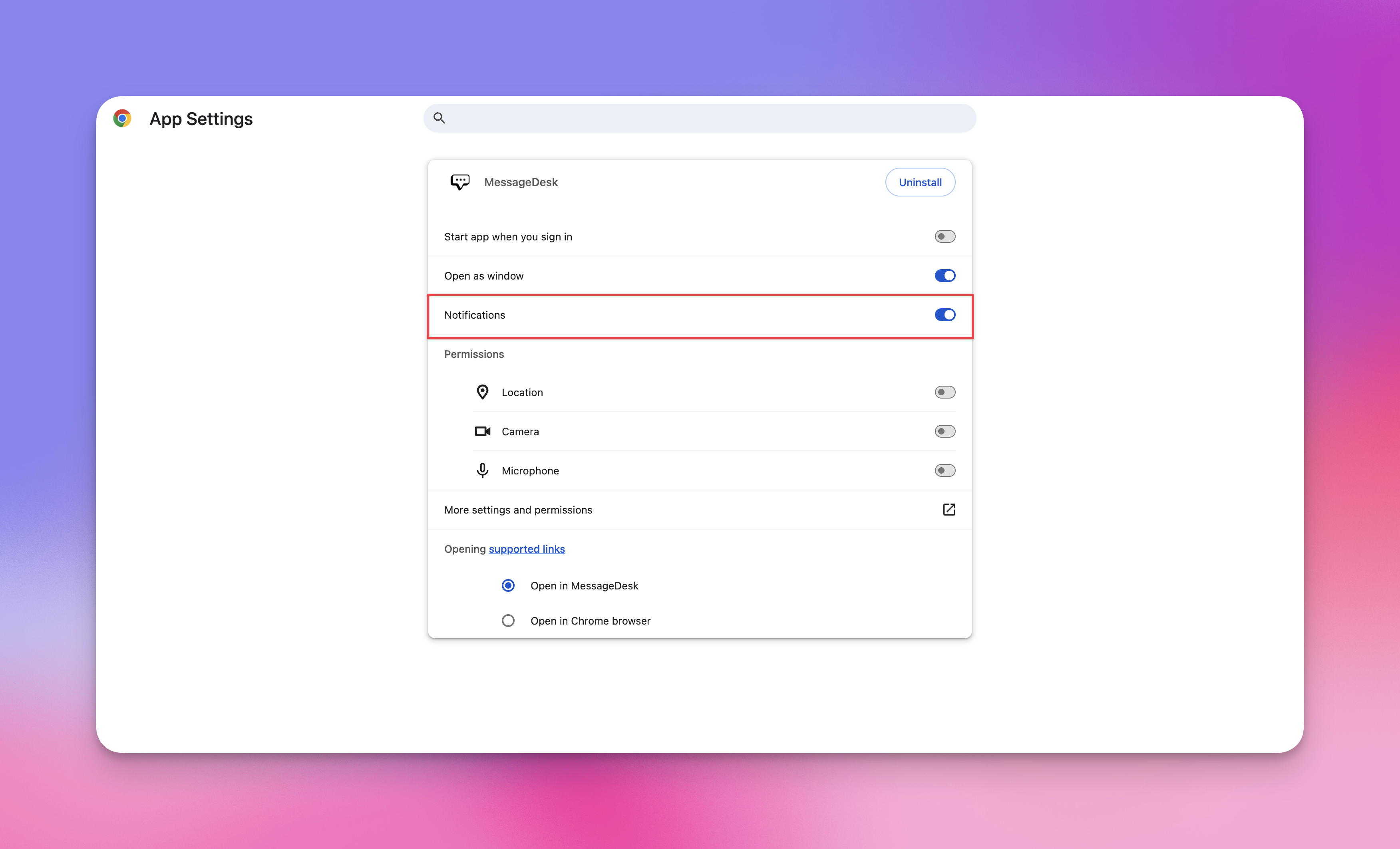 Notifications Chrome Settings Pn
