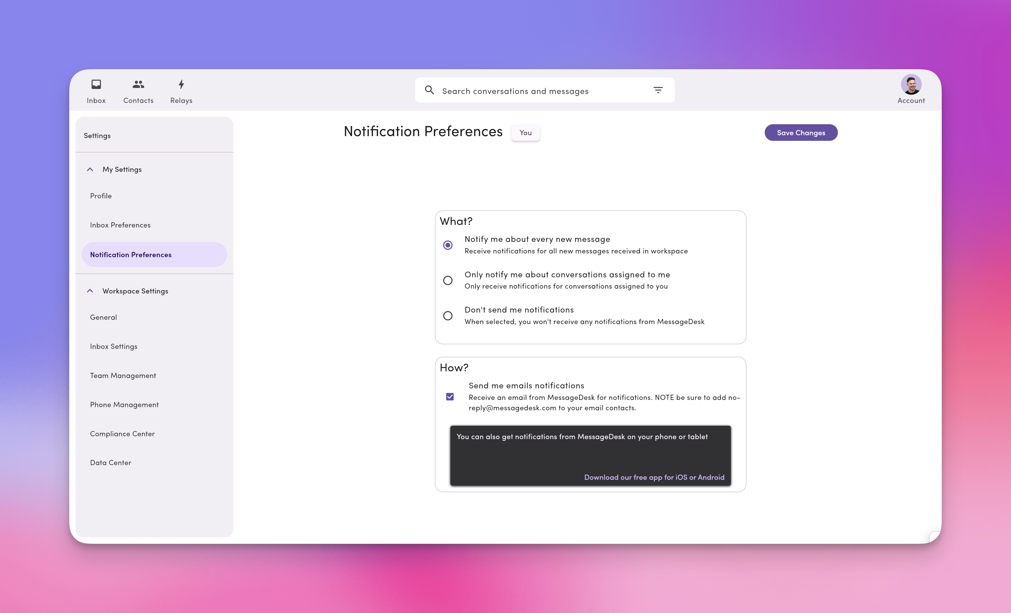 Notifications Preferences Pn