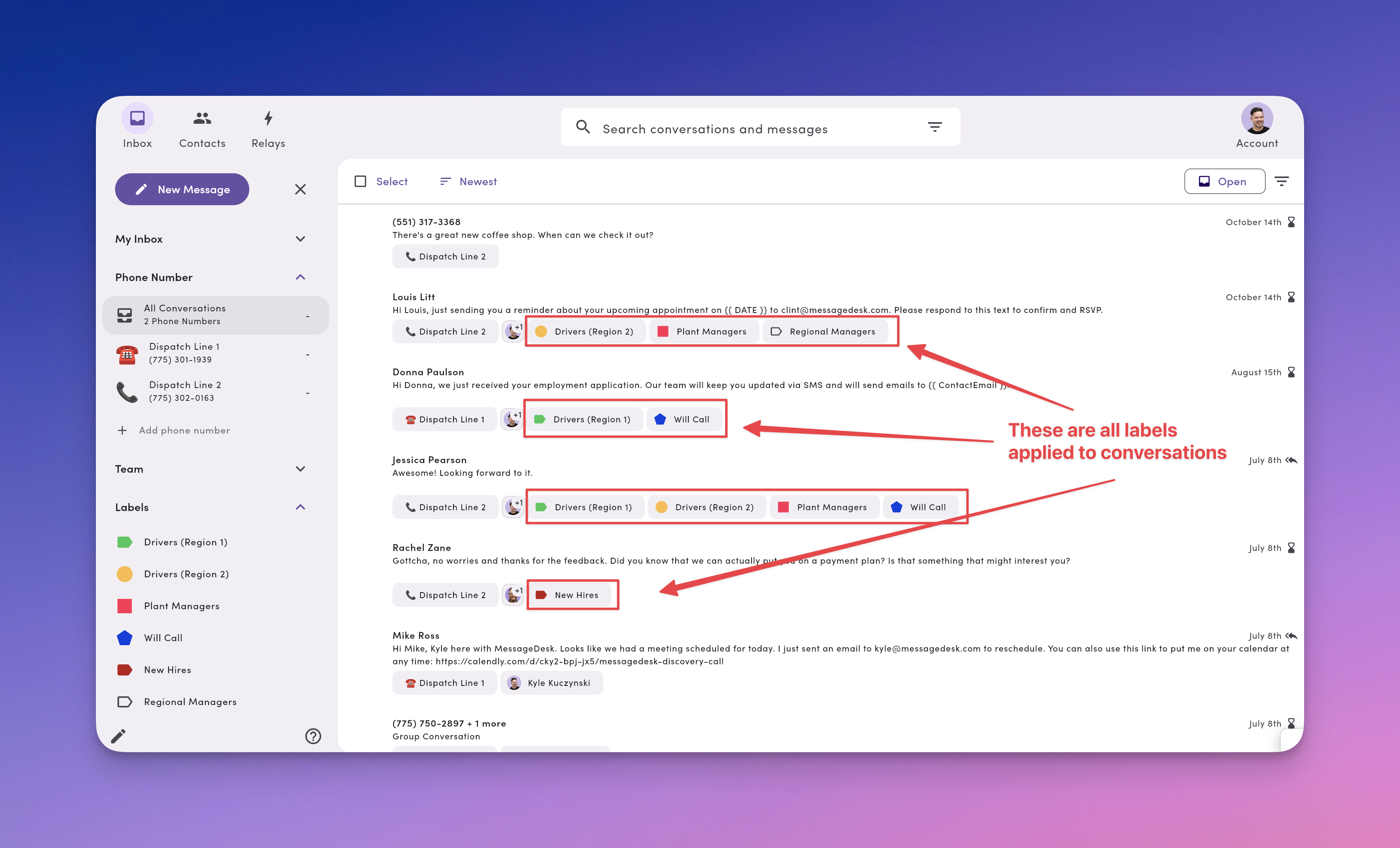 Inbox Labeled Conversations Pn