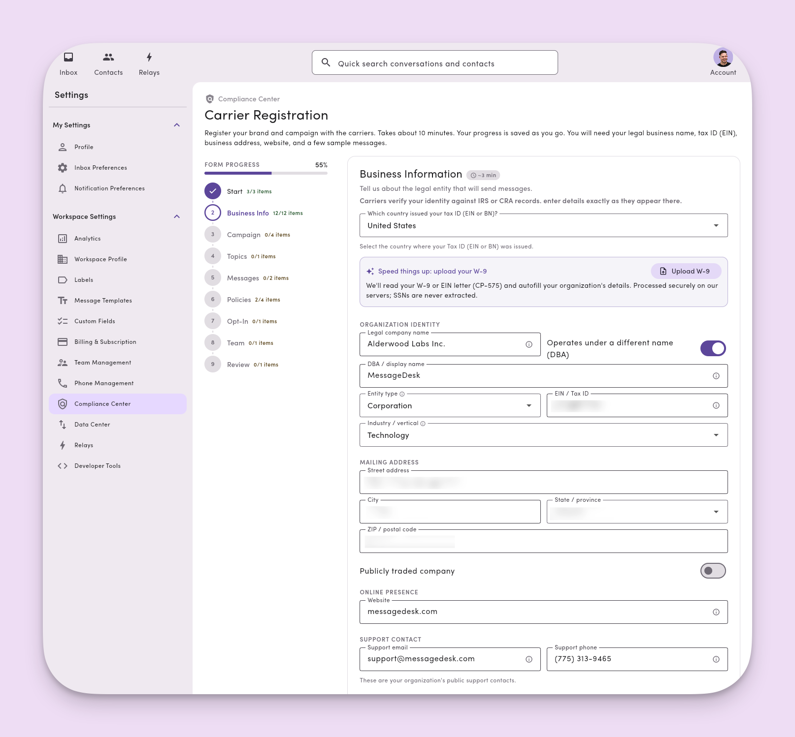 Carrier Registration Business Information 1
