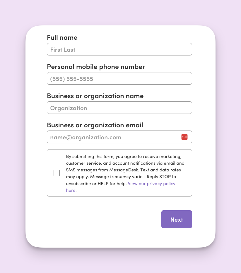Carrier Registration Example Opt In Form