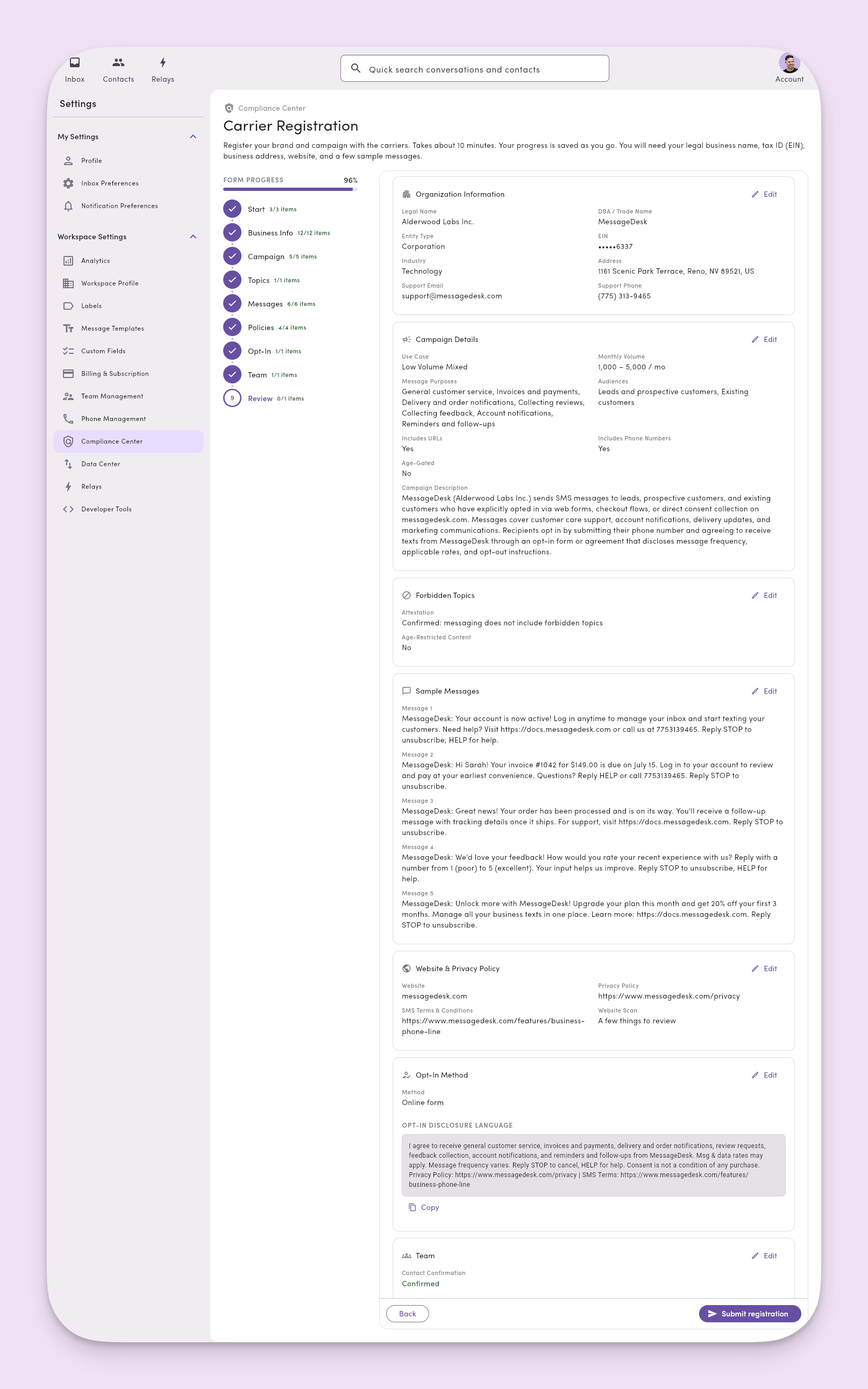 Carrier Registration Final Review