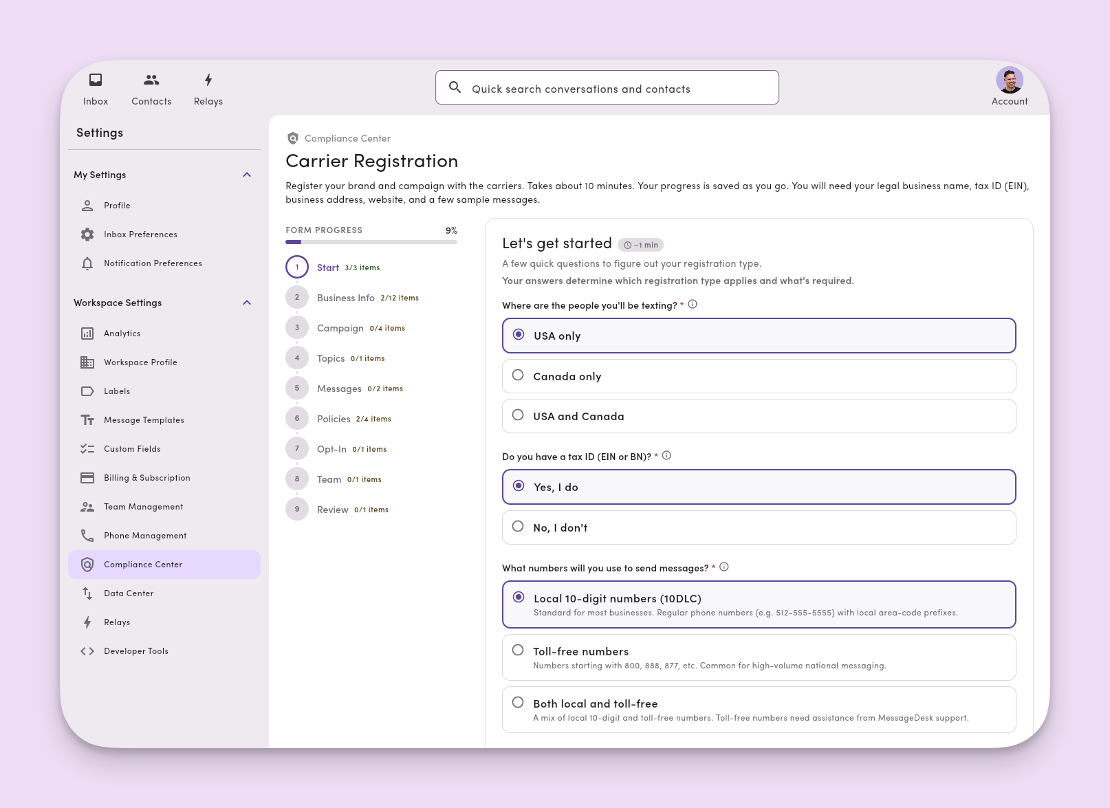 Carrier Registration Start