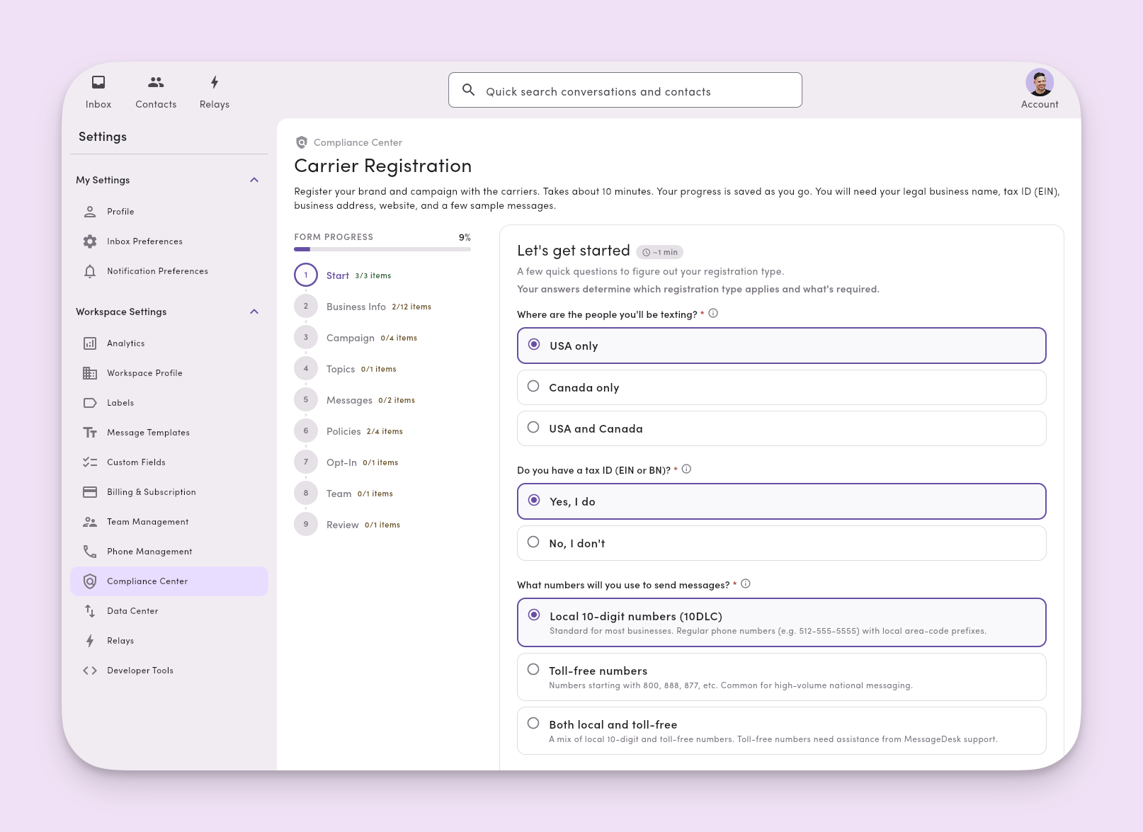 Carrier Registration Start