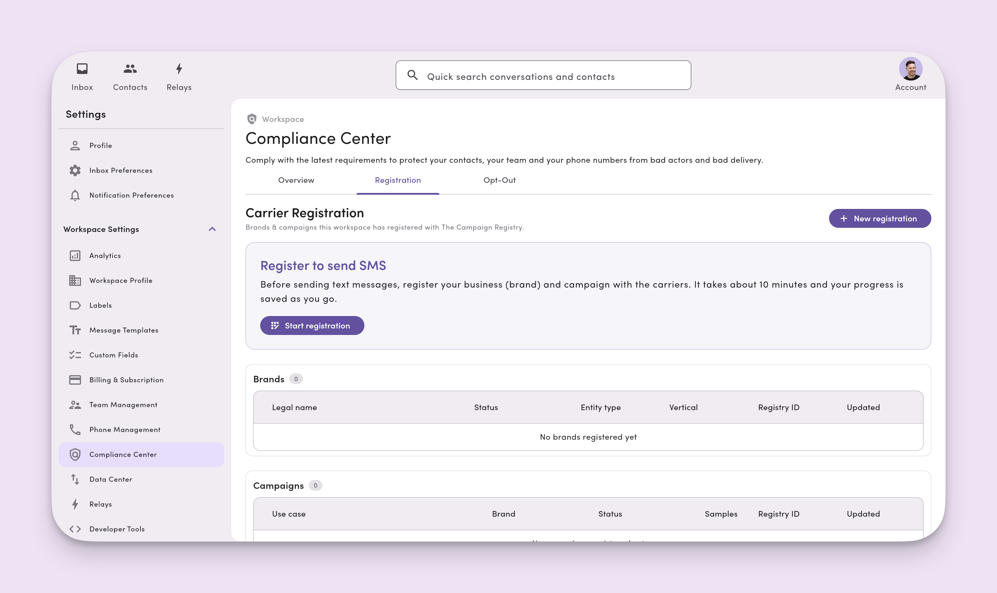 Compliance Center Registration