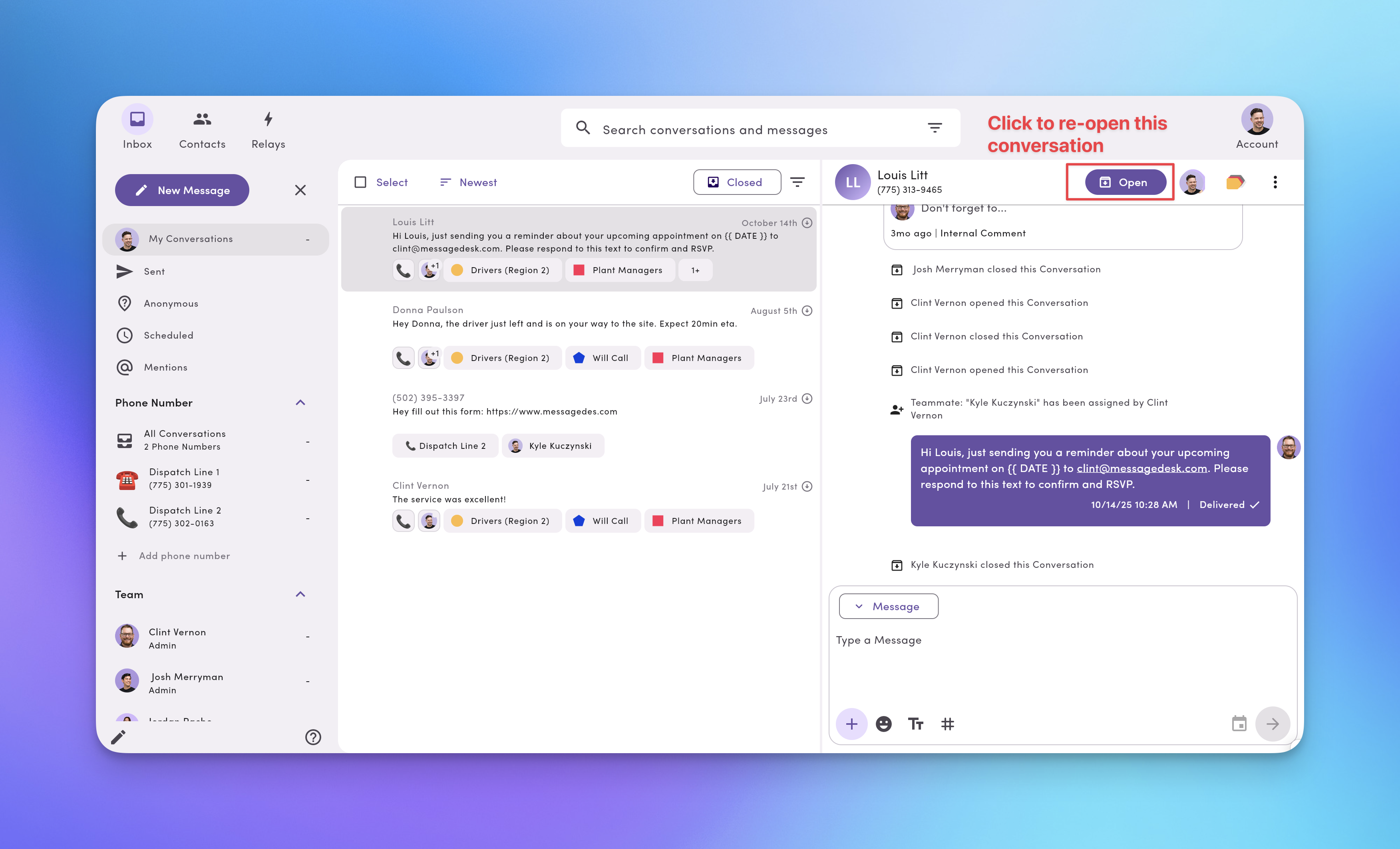 Inbox Reopen Conversation Pn