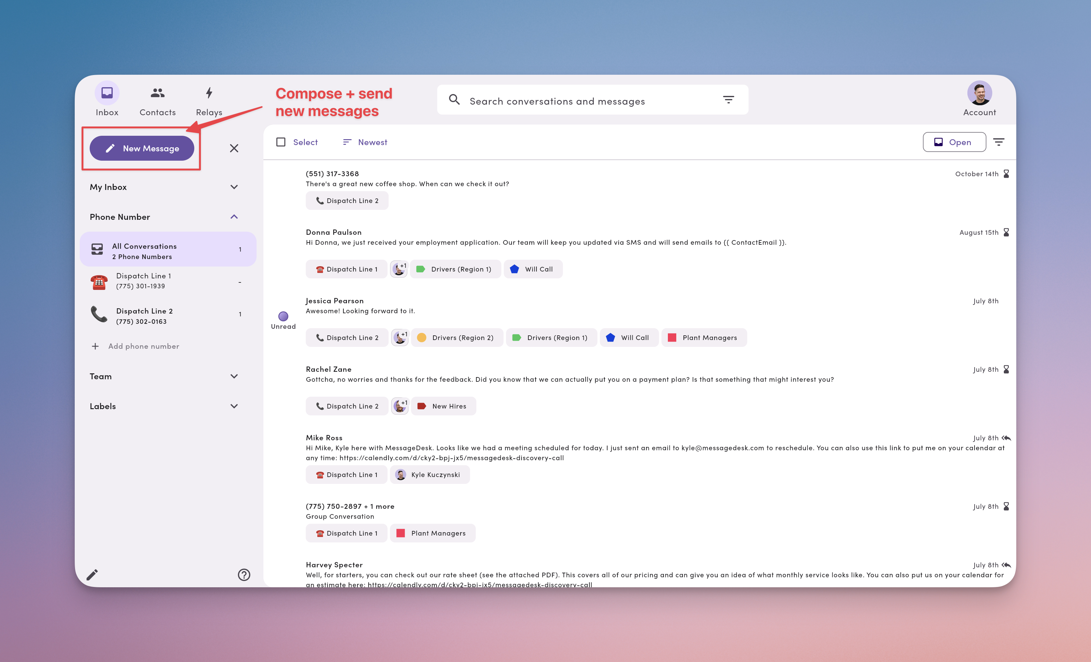 Compose New Messages - MessageDesk