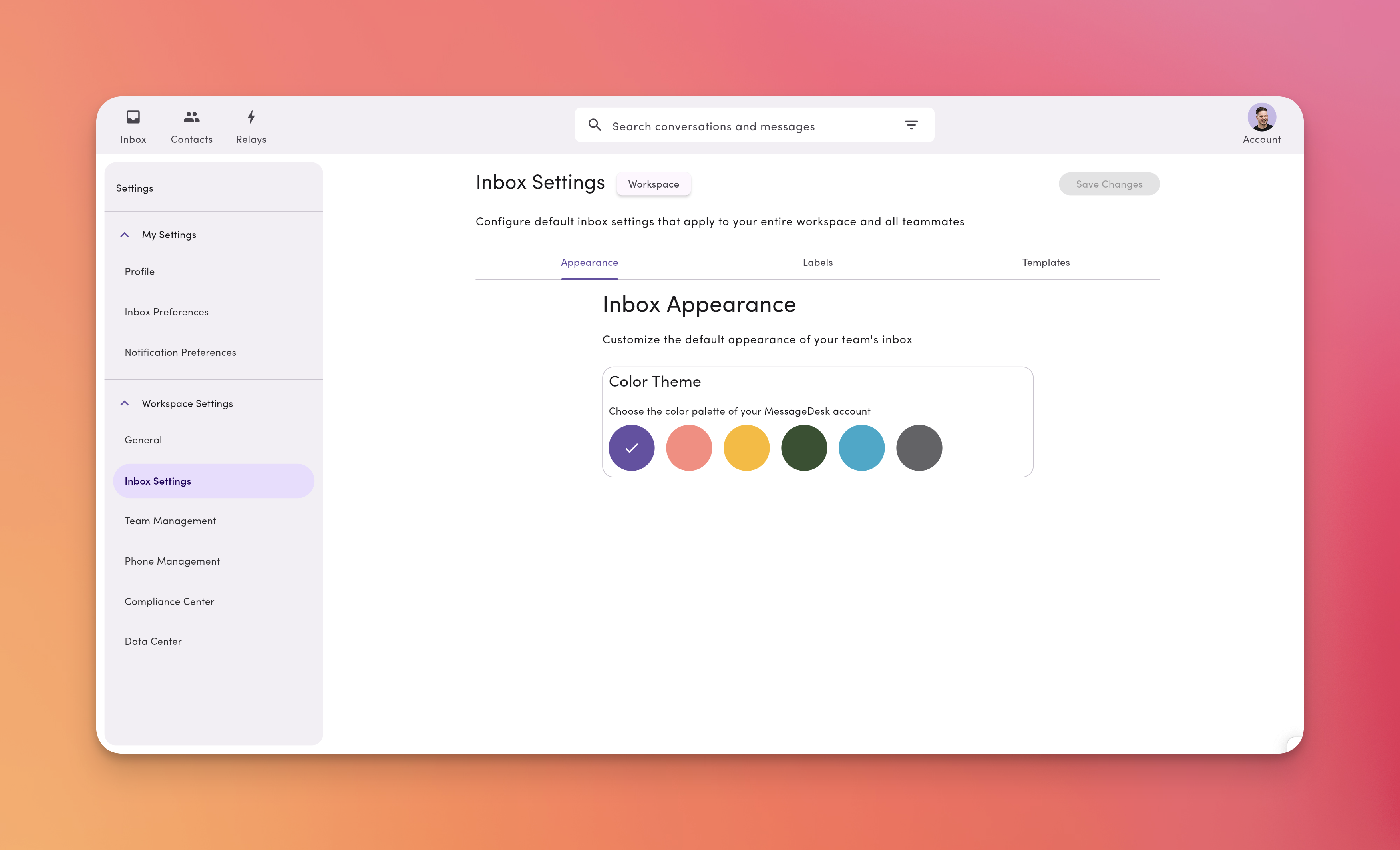 Inbox Settings Appearance Pn