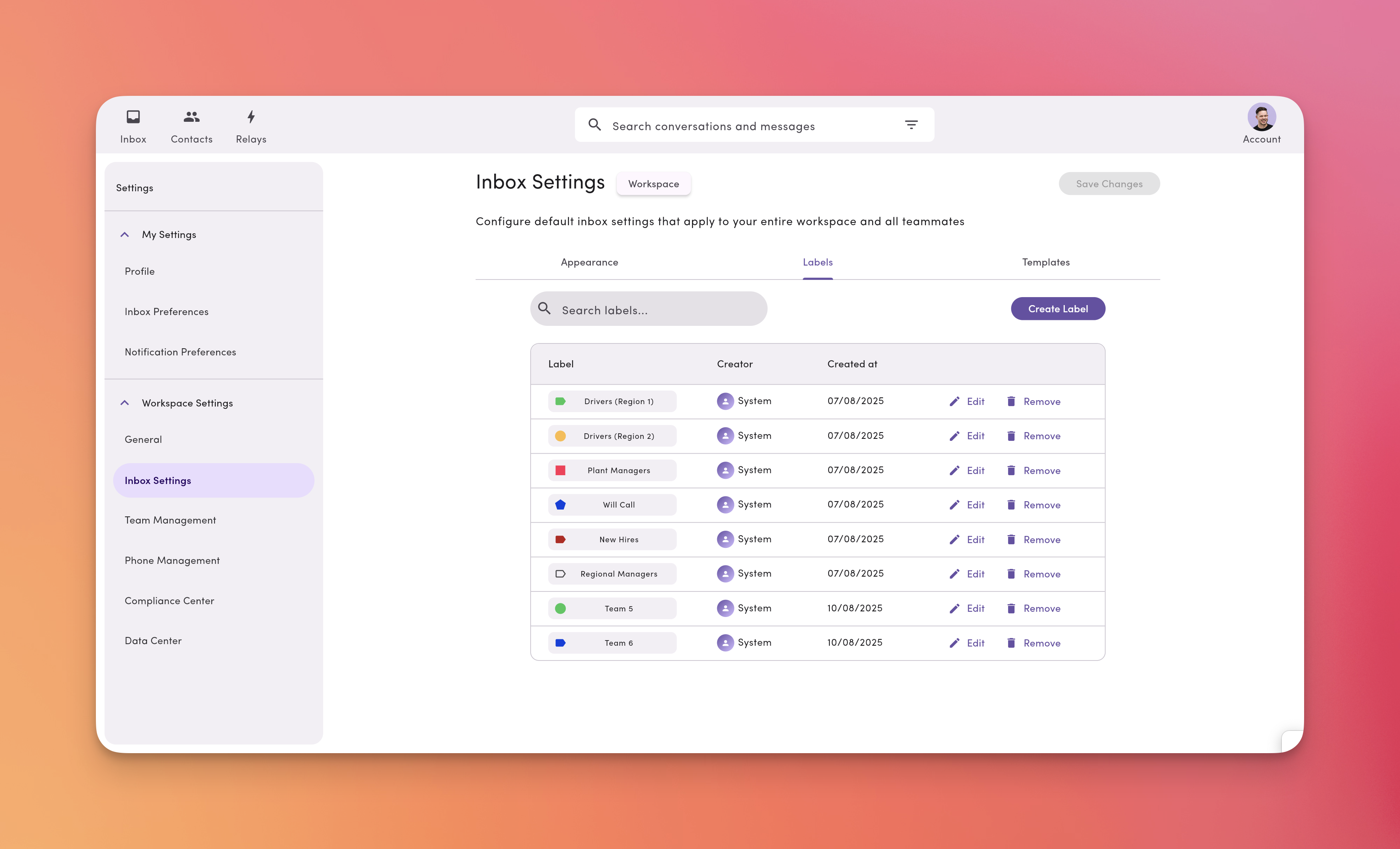 Inbox Settings Labels Pn