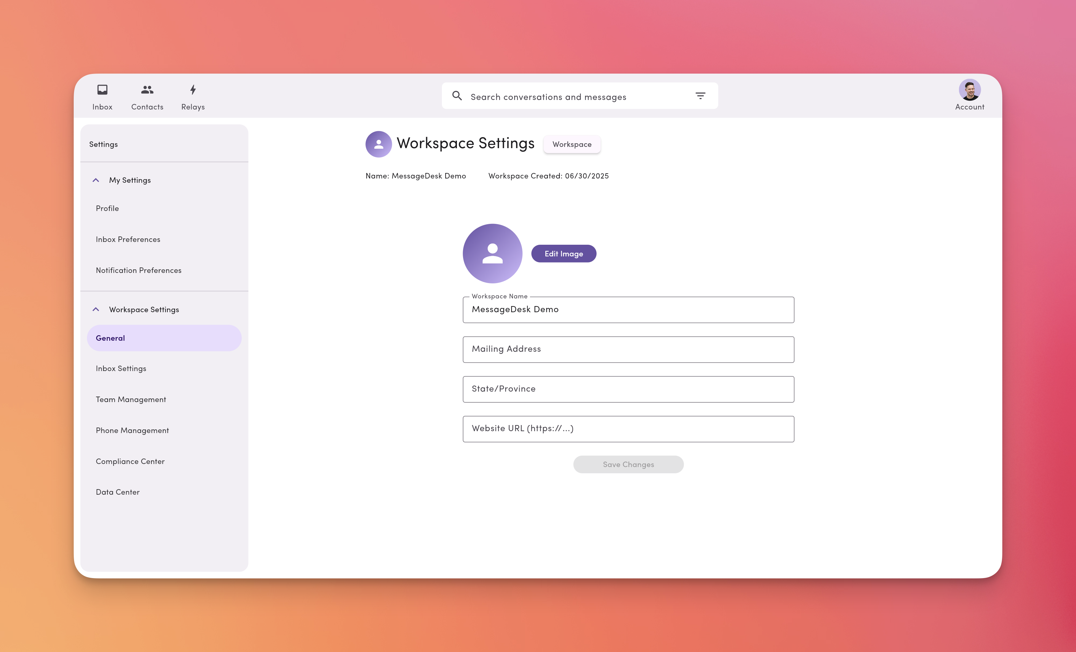 Workspace Settings General Pn