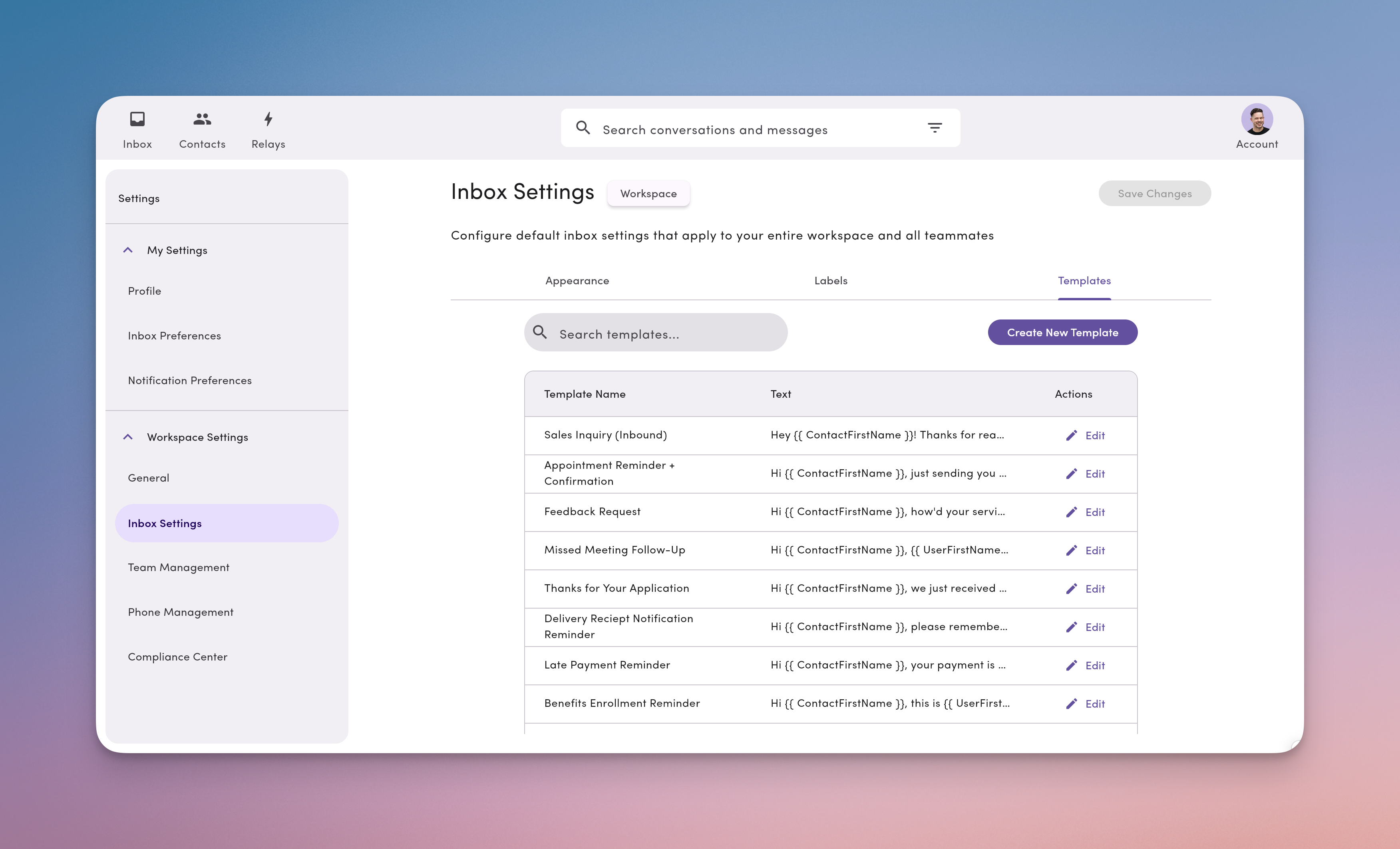 Settings Templates Pn