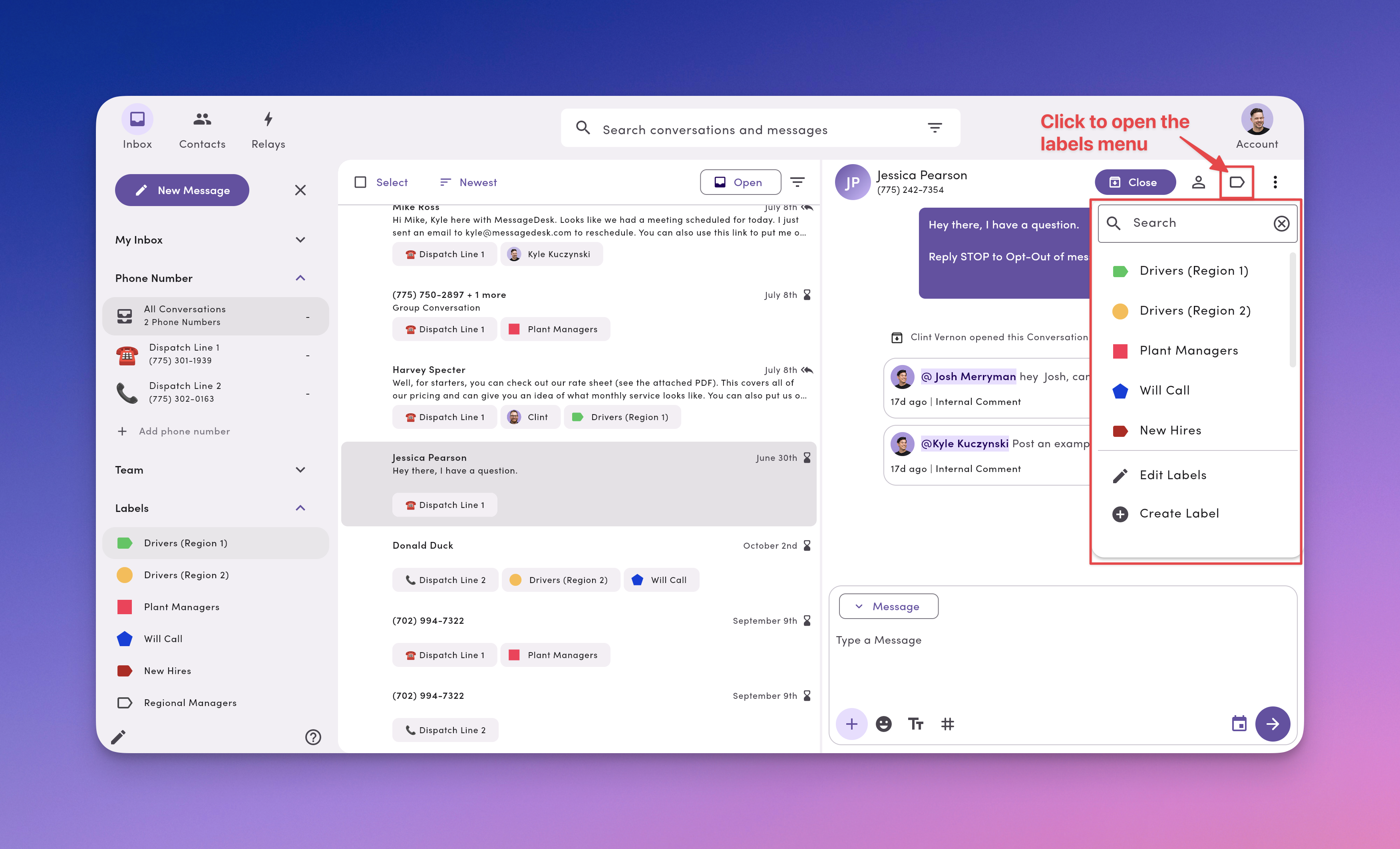 Inbox Labels Menu Pn