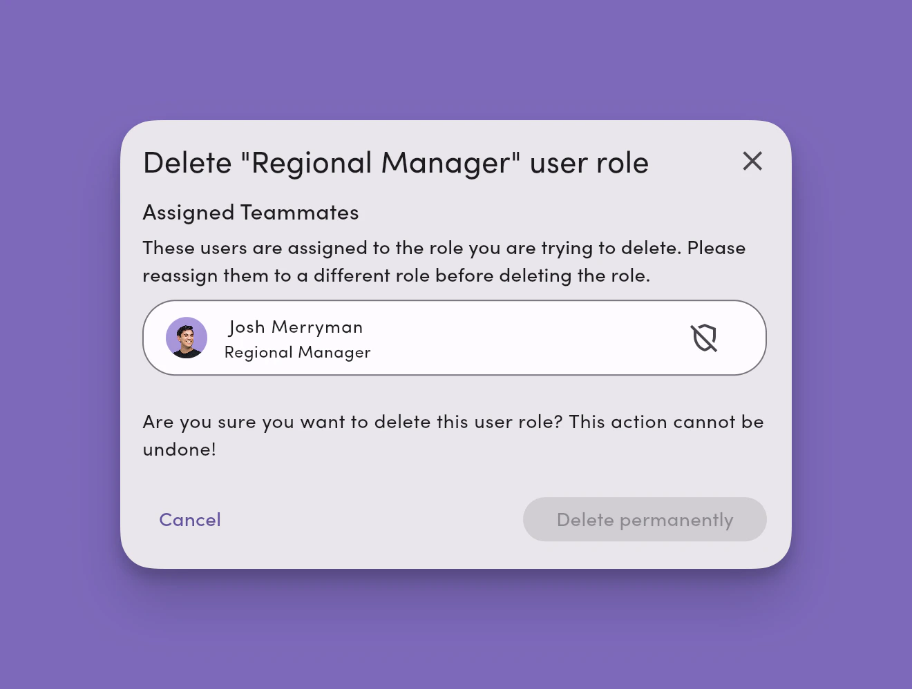 Roles Permissions Reassign