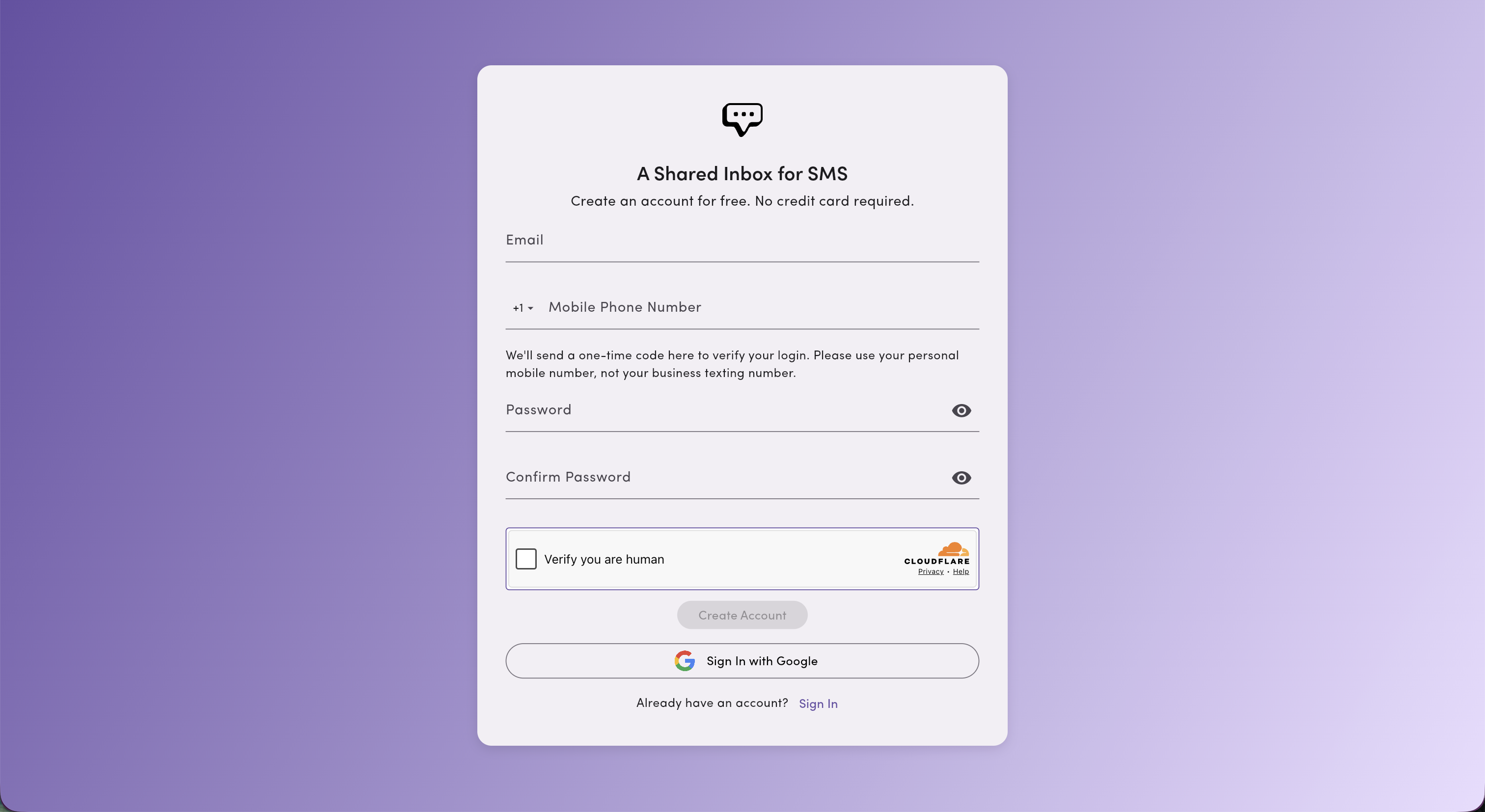 Create Account 1