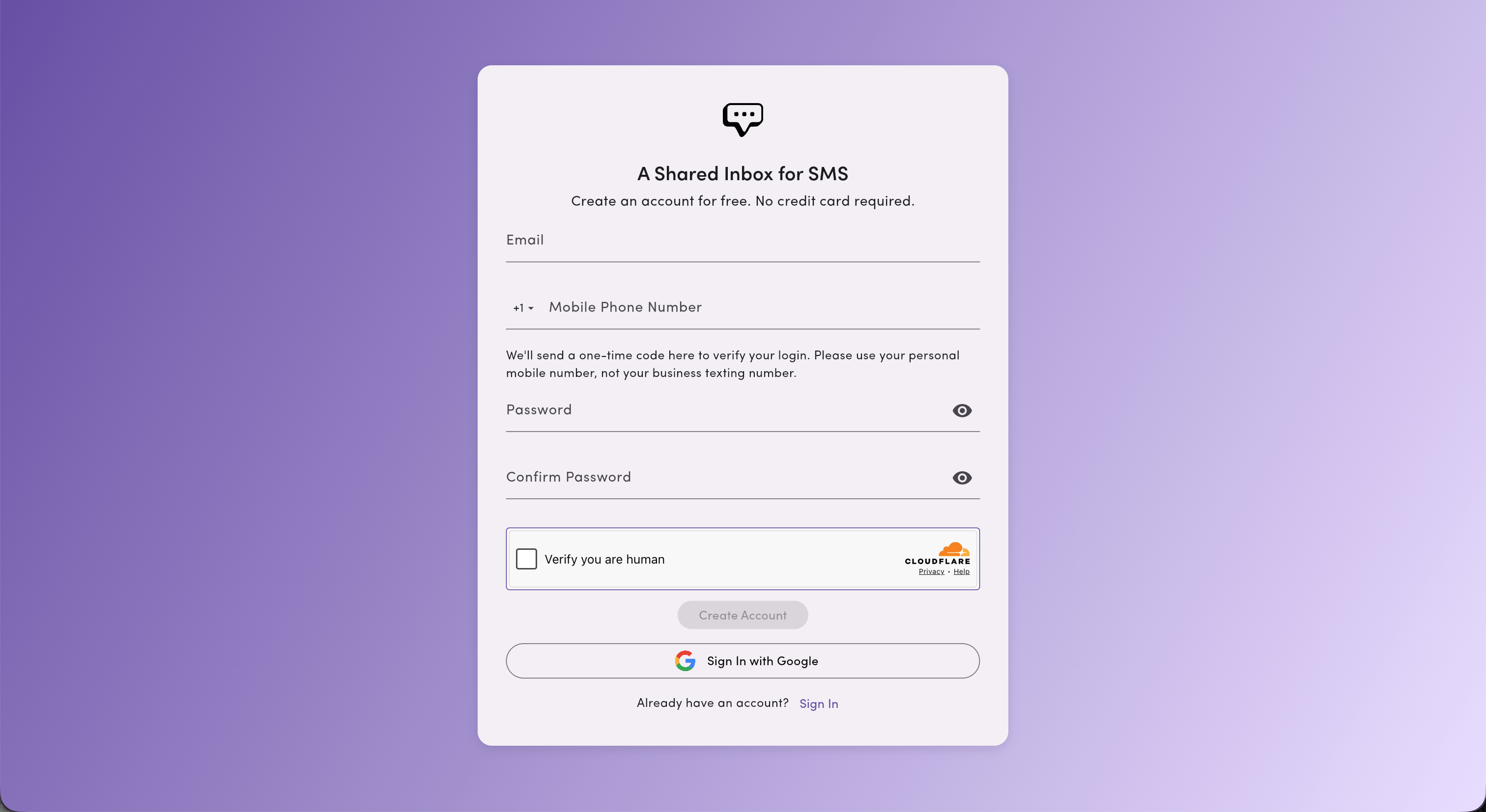 Create Account 1