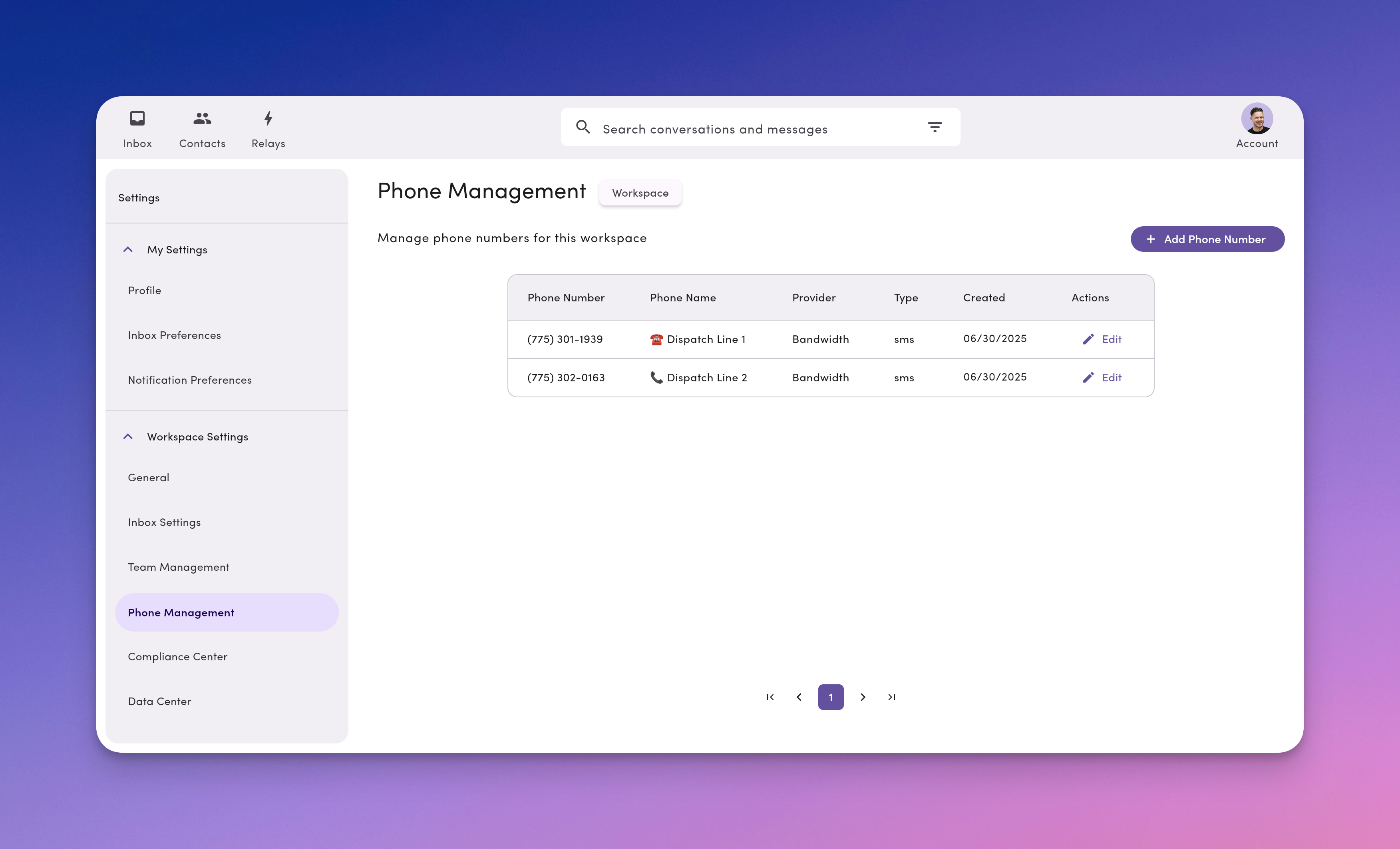 Settings Phone Management Pn