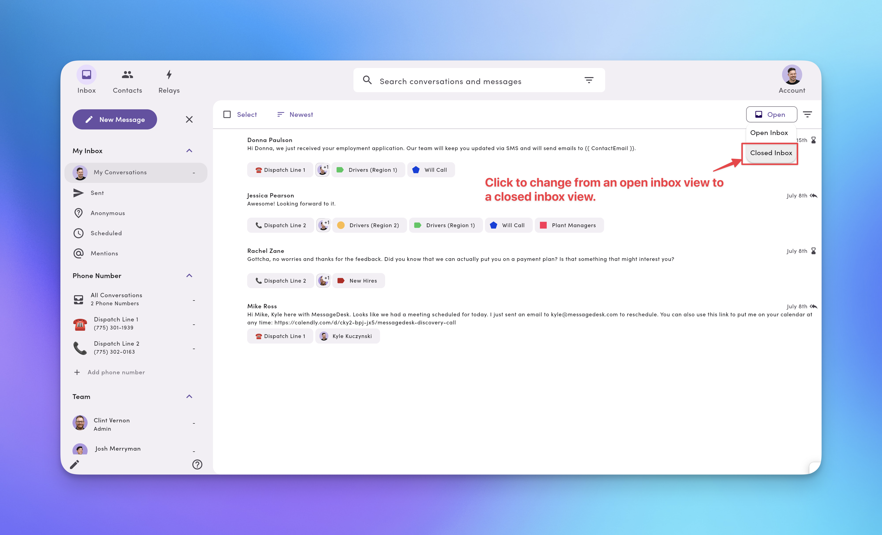 Inbox Open To Closed Pn