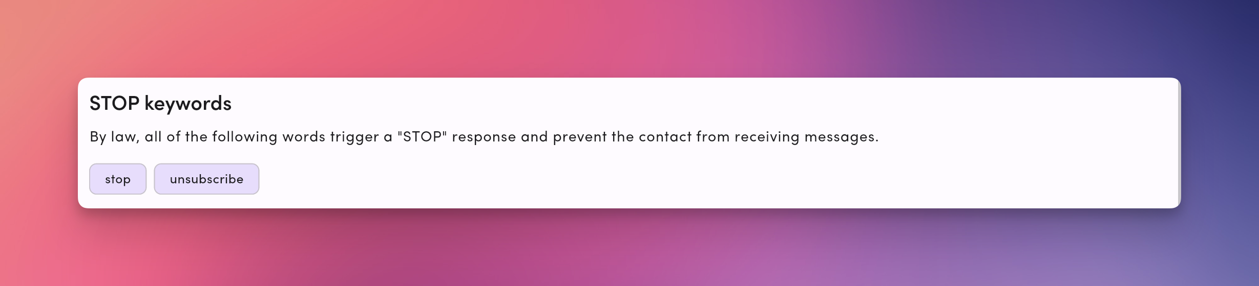 Opt Out Stop Keyword Pn