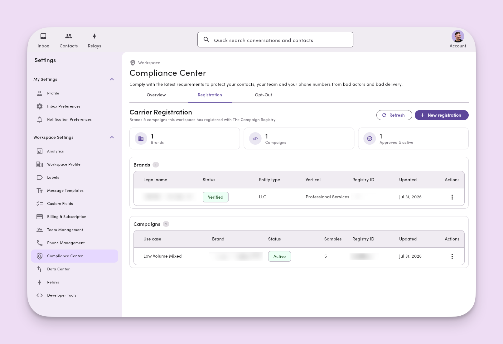 Carrier Registration Status Dashboard