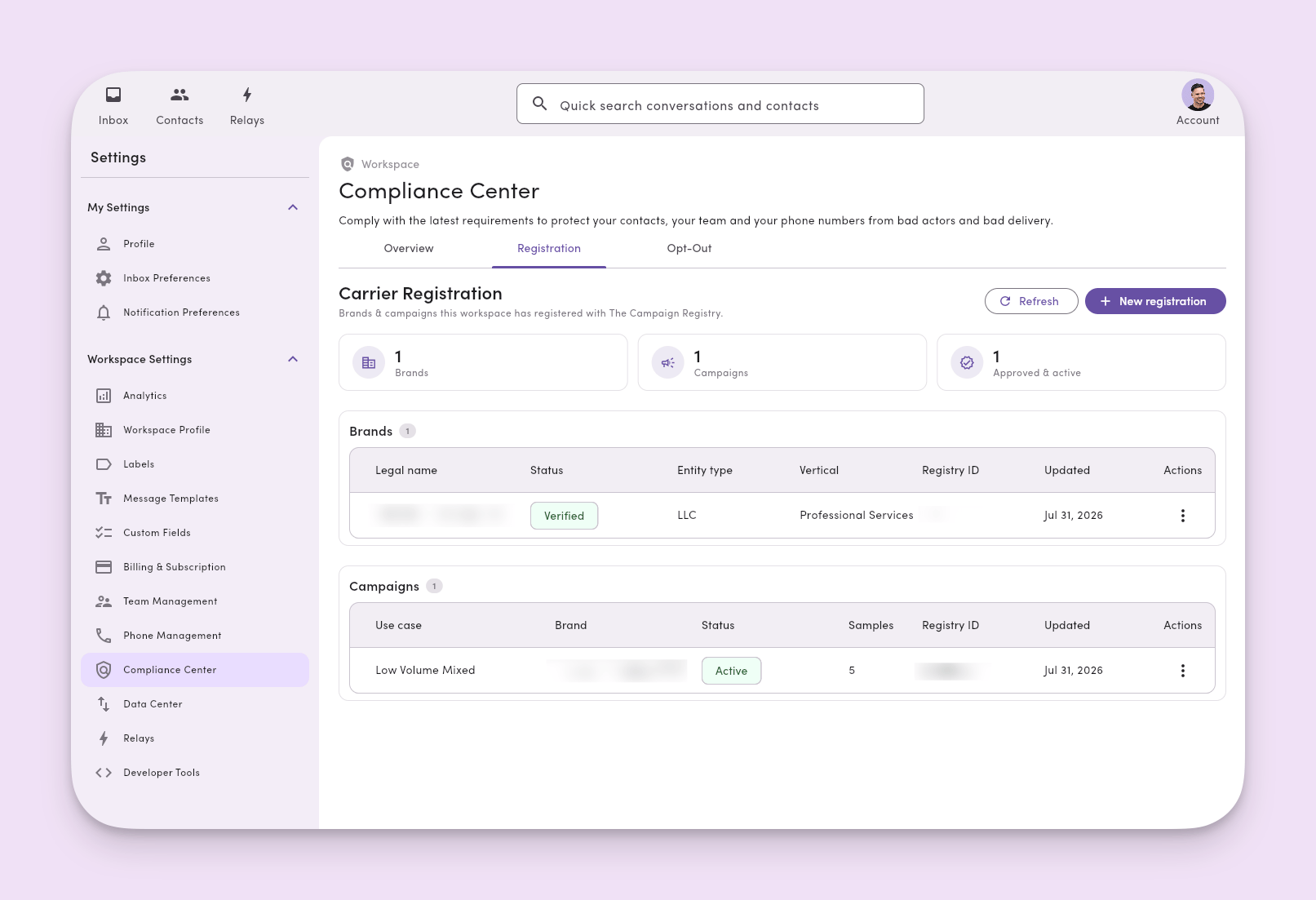 Carrier Registration Status Dashboard