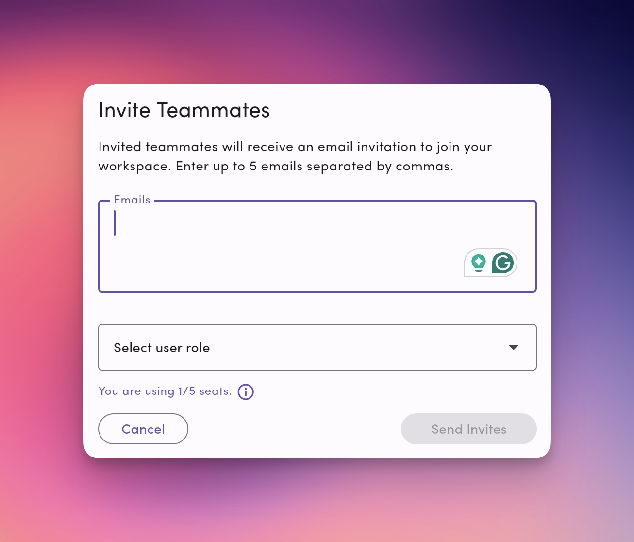 Settings Invite Teammate Pn