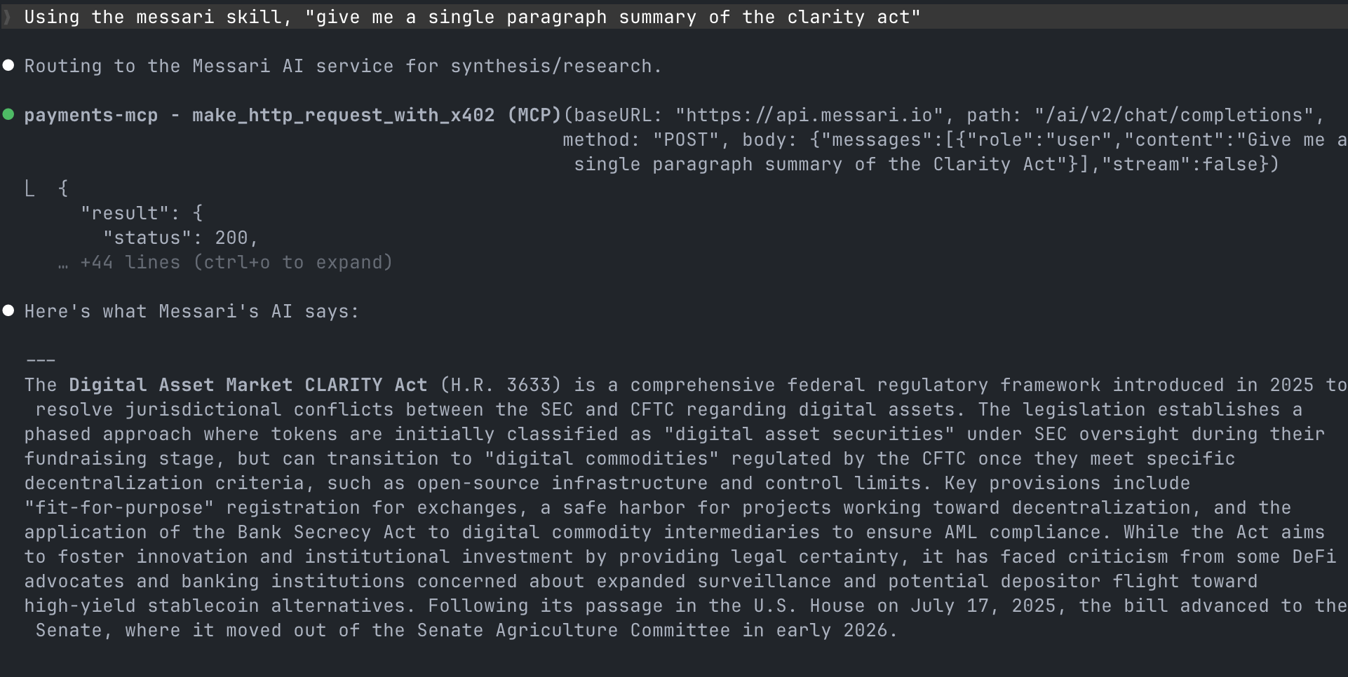 Messari Skill Answer