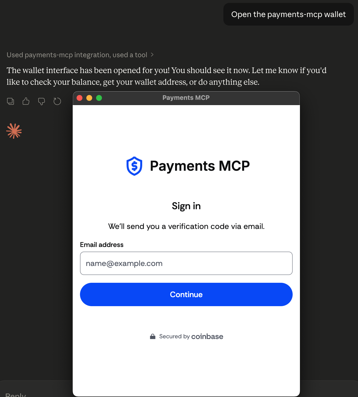 Payment MCP Wallet Sign In