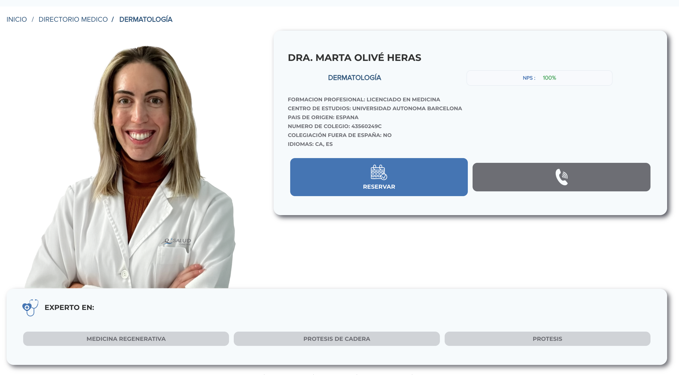 Tabla con KPIs clínicos y ratios de resolución