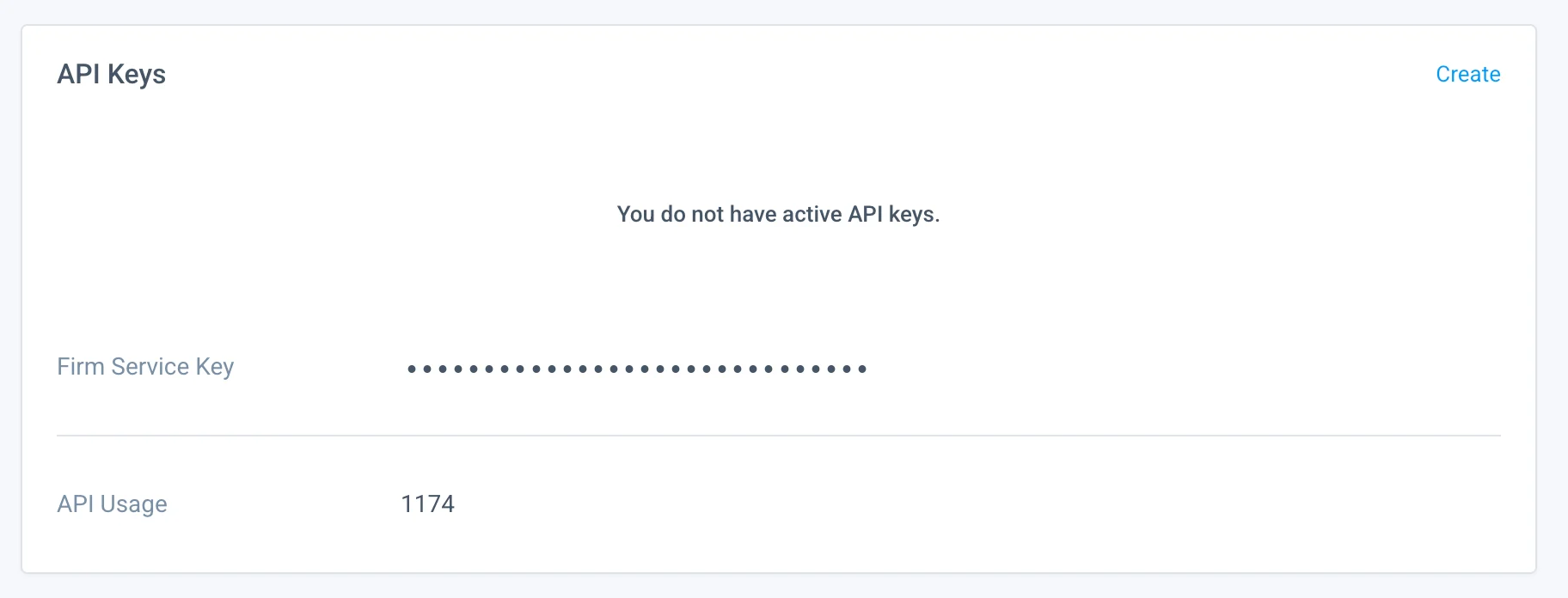 The Clockwork API Keys section