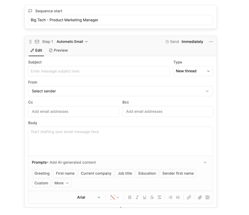Send Sequence Create