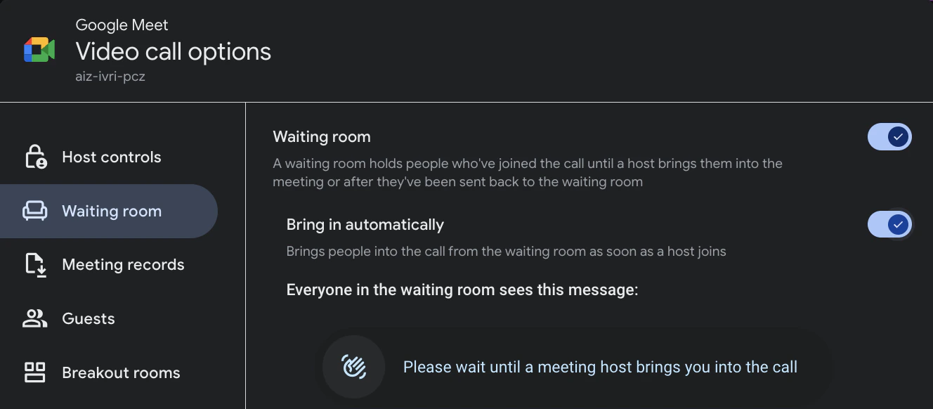 Google Meet Waiting Room 1