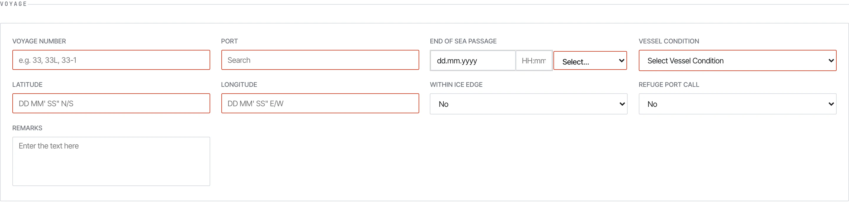 Arrival voyage section