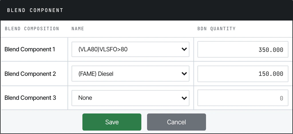 Blend component dialog